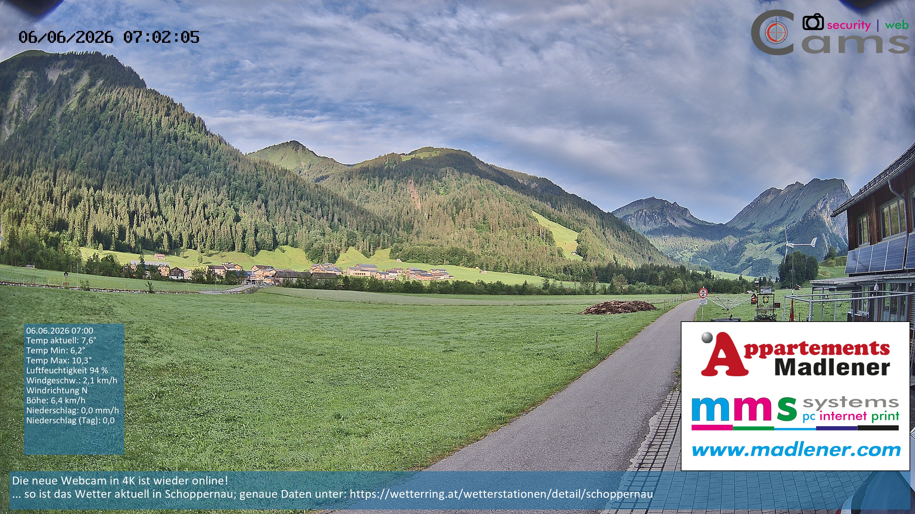 Archiv Foto Webcam Schoppernau Unterdorf im Bregenzerwald