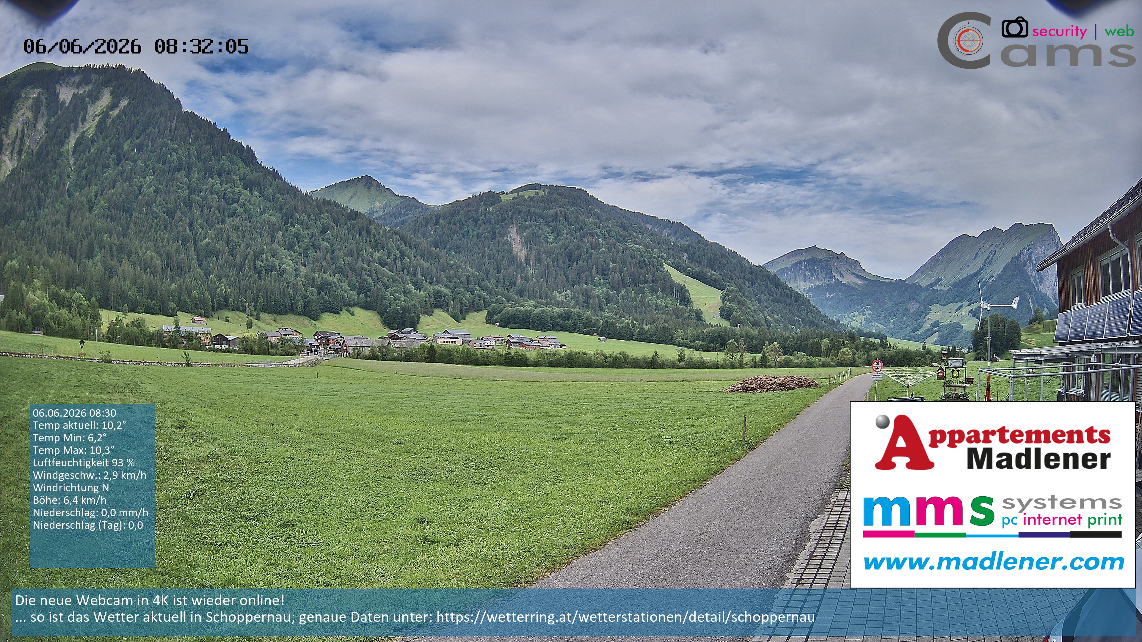 Archiv Foto Webcam Schoppernau Unterdorf im Bregenzerwald