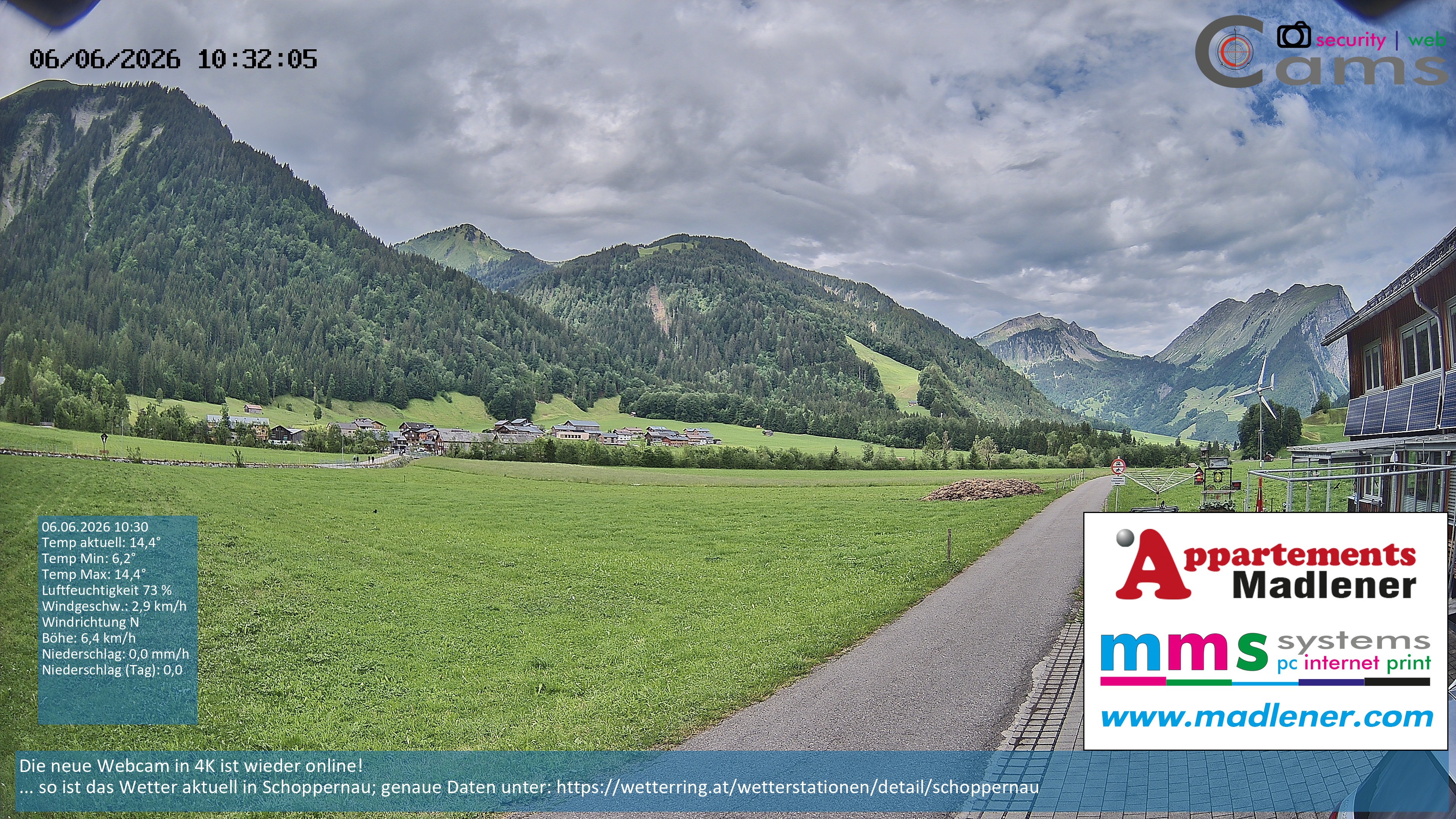 Archiv Foto Webcam Schoppernau Unterdorf im Bregenzerwald