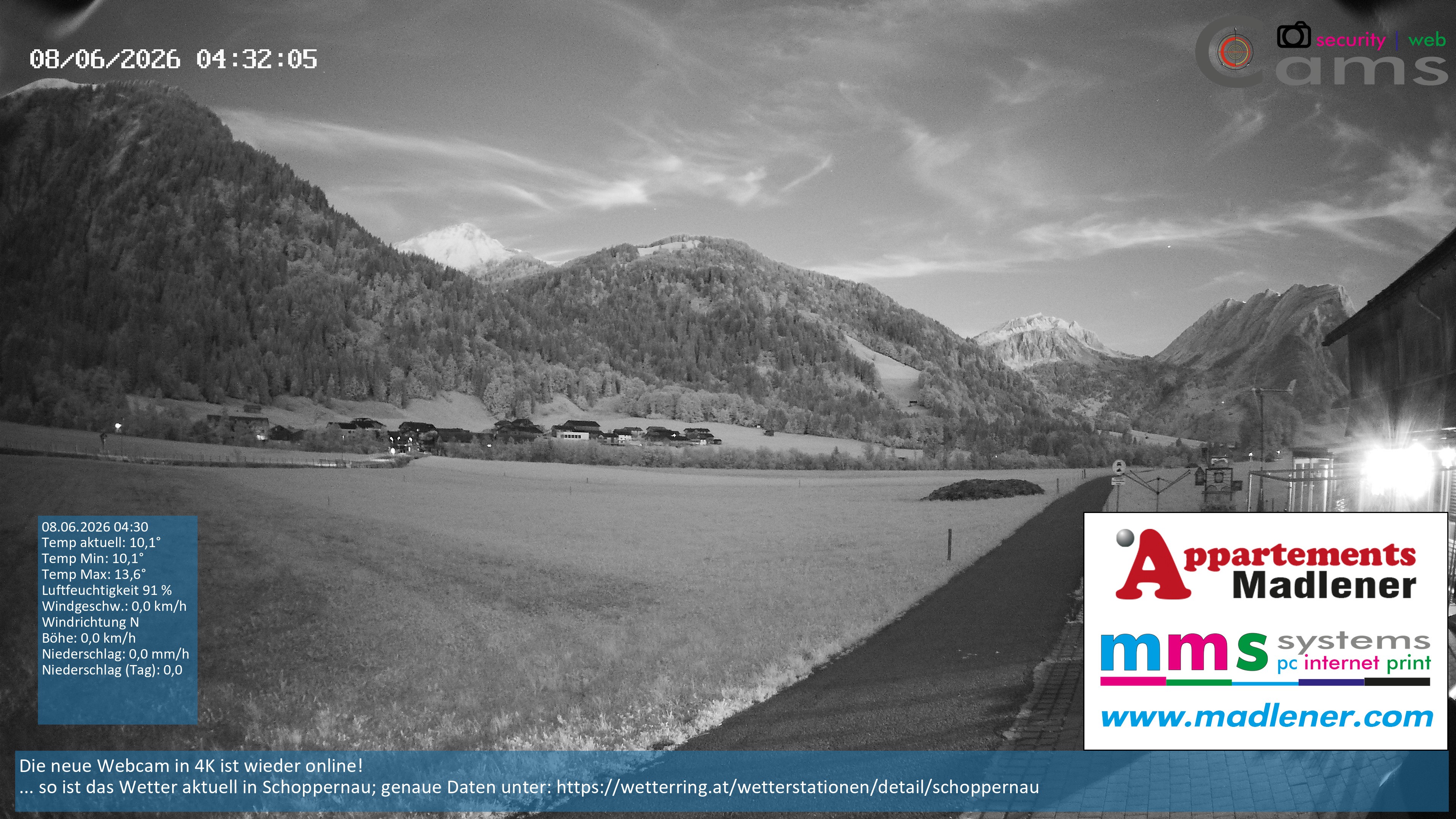 Archived image Webcam Schoppernau lower valley in the Bregenzerwald