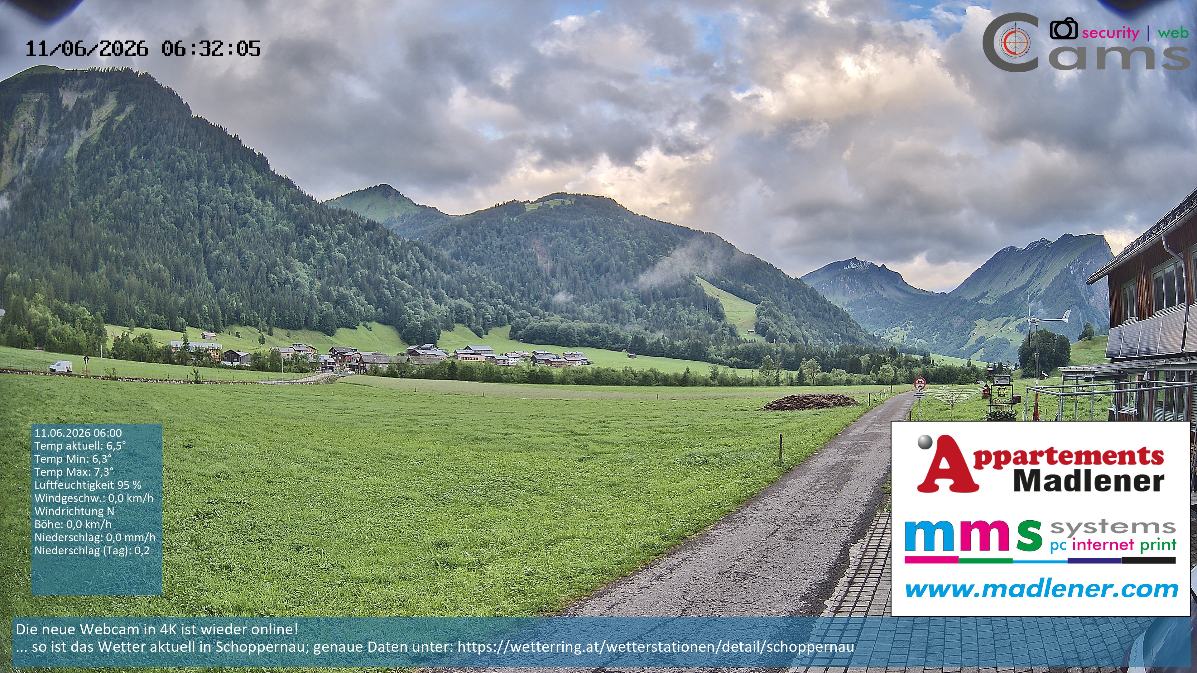 Archiv Foto Webcam Schoppernau Unterdorf im Bregenzerwald