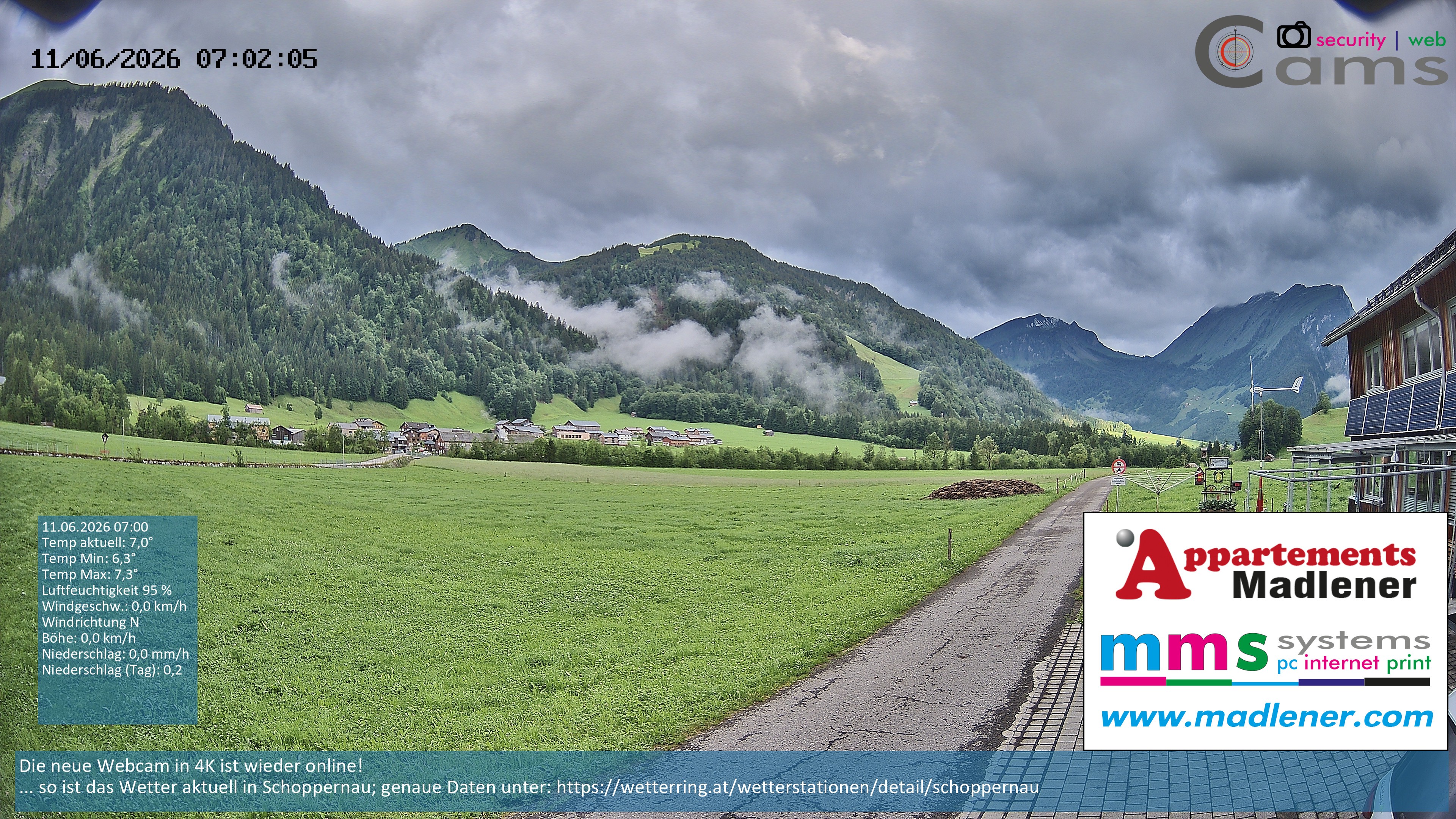 Archiv Foto Webcam Schoppernau Unterdorf im Bregenzerwald