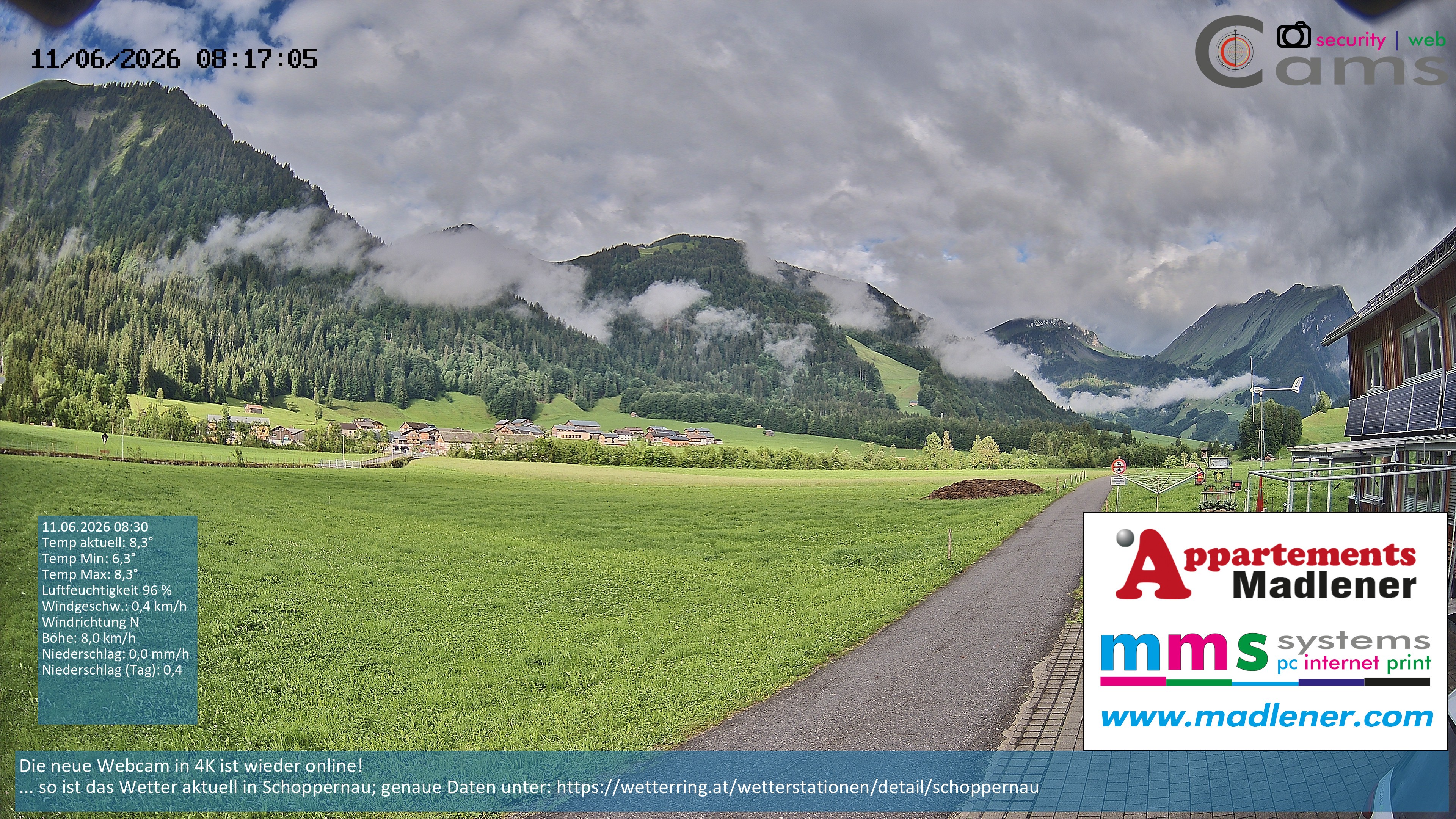 Archiv Foto Webcam Schoppernau Unterdorf im Bregenzerwald