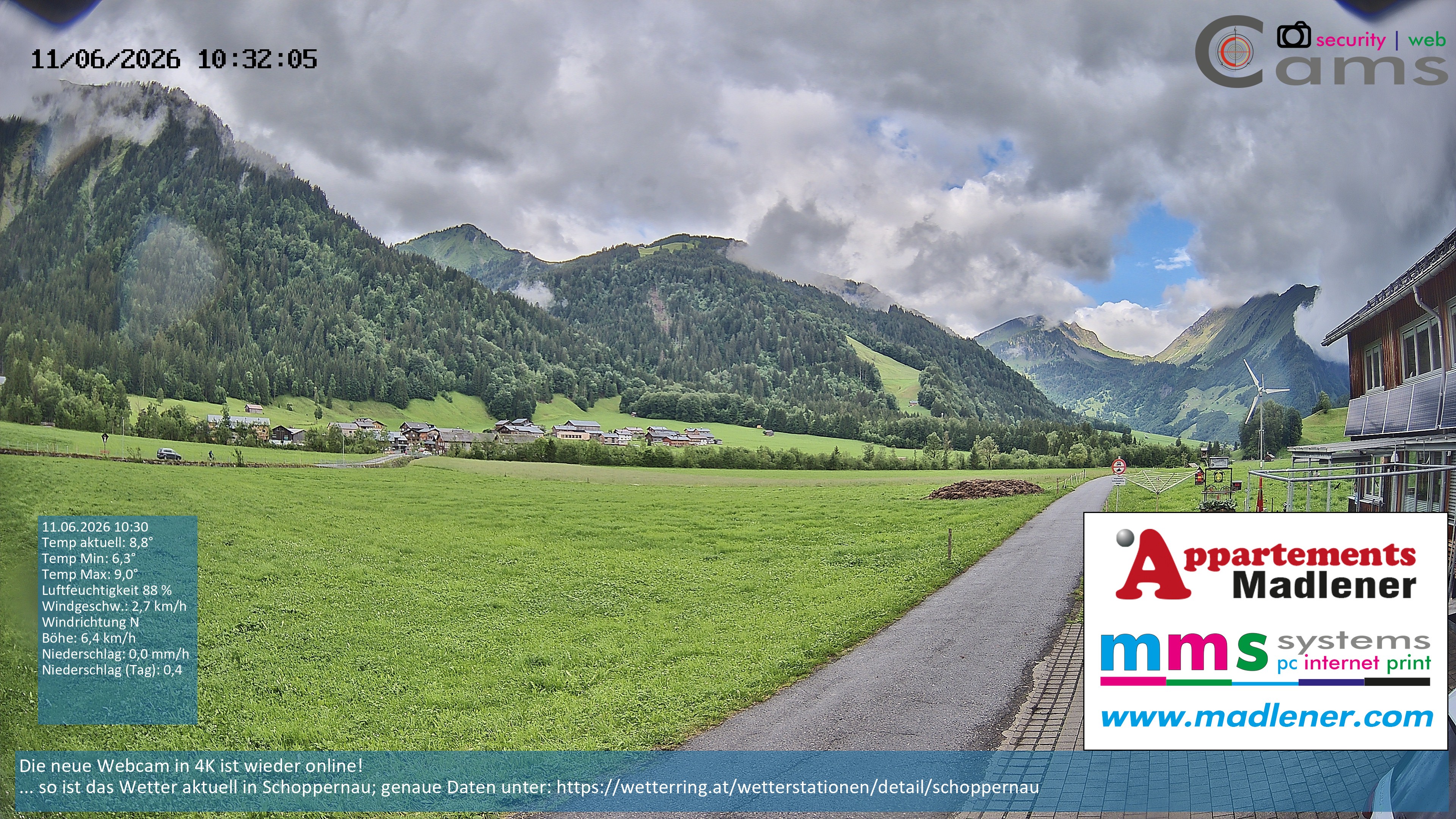 Archiv Foto Webcam Schoppernau Unterdorf im Bregenzerwald