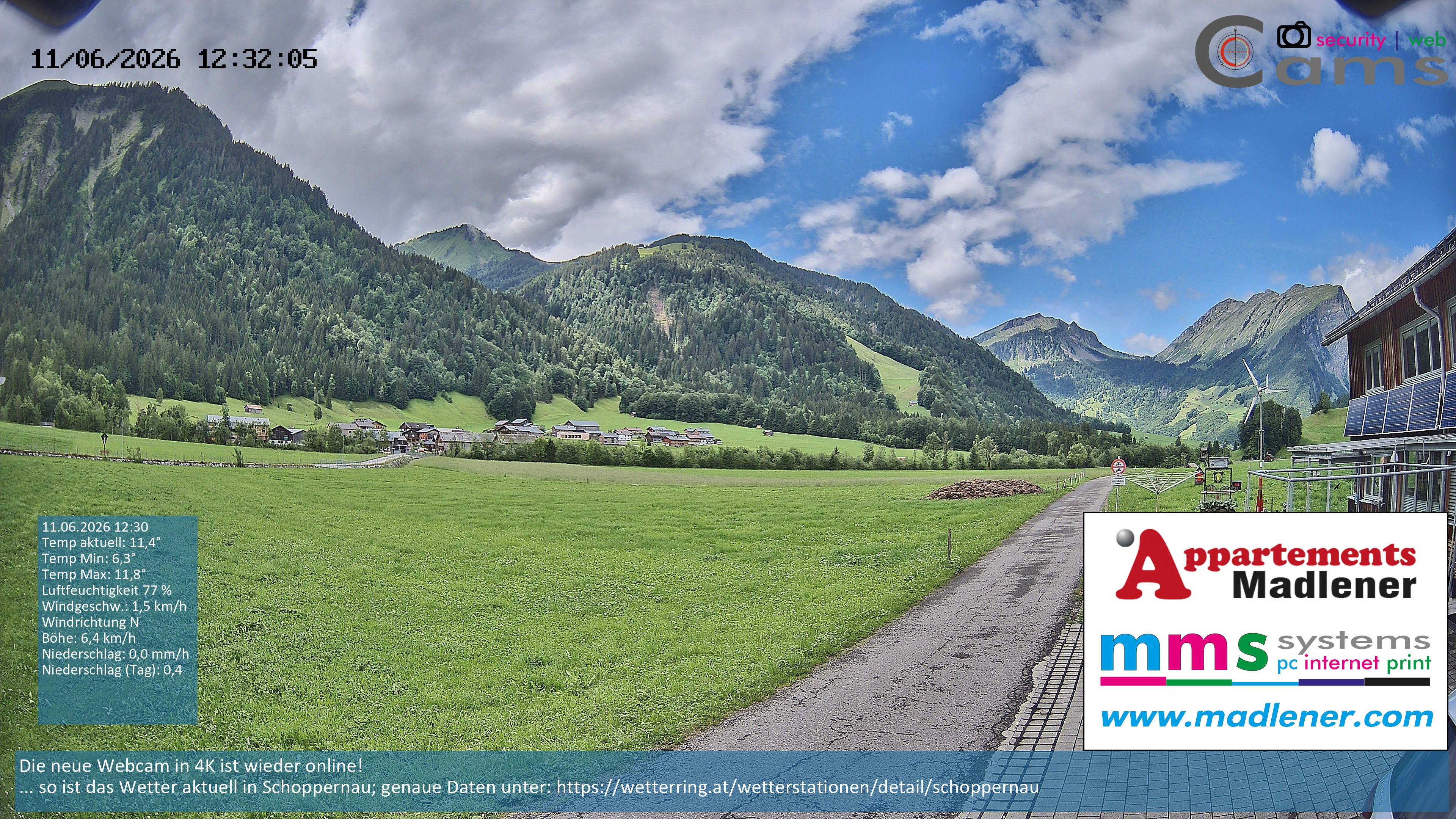 Archiv Foto Webcam Schoppernau Unterdorf im Bregenzerwald