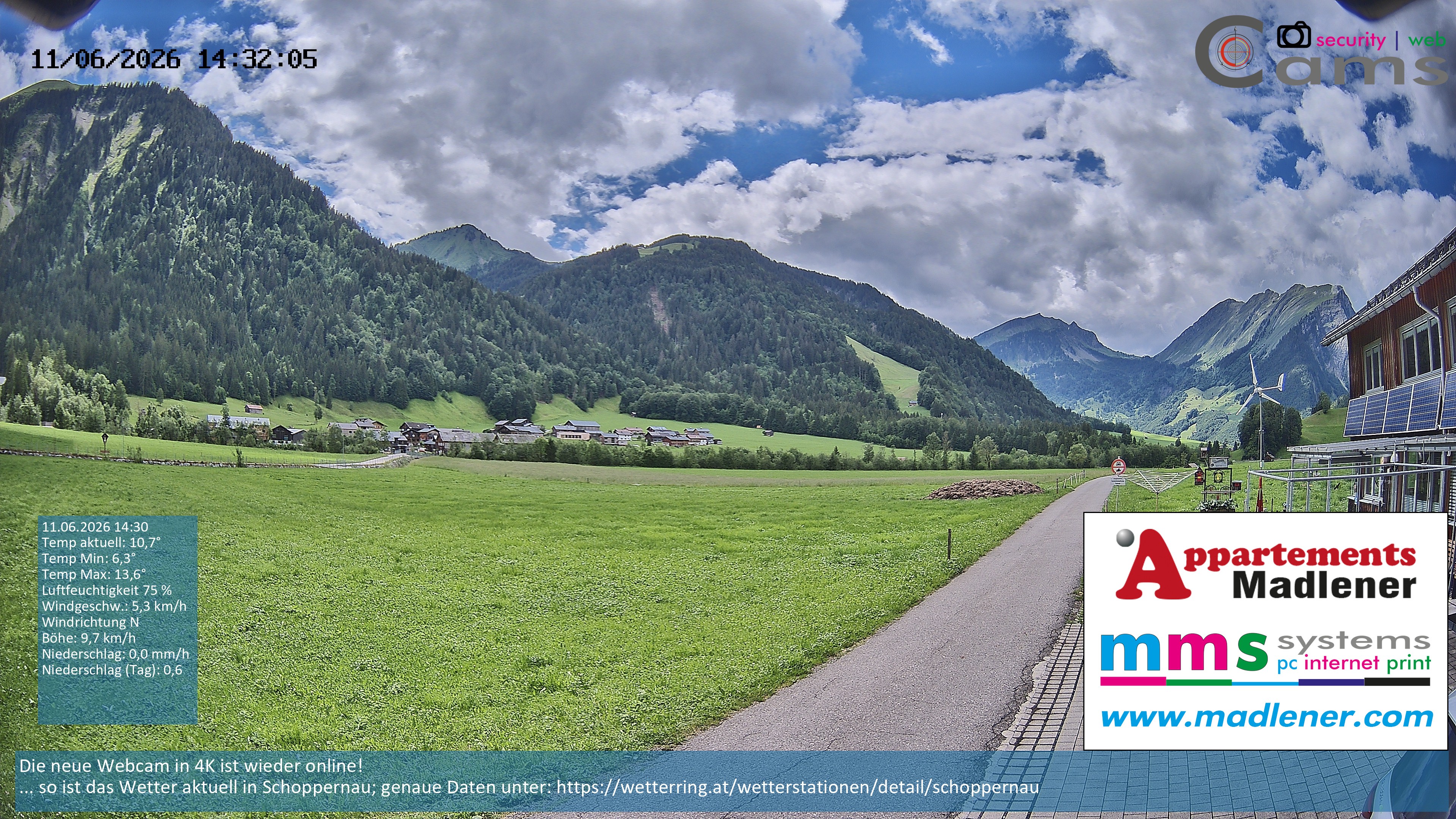 Archiv Foto Webcam Schoppernau Unterdorf im Bregenzerwald