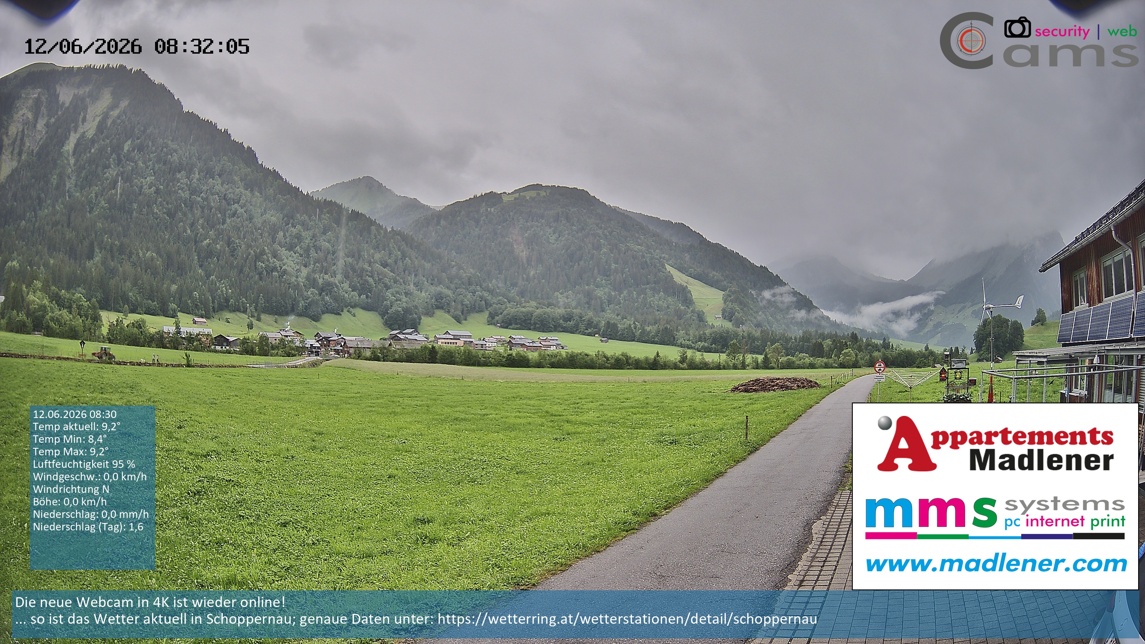 Archived image Webcam Schoppernau lower valley in the Bregenzerwald