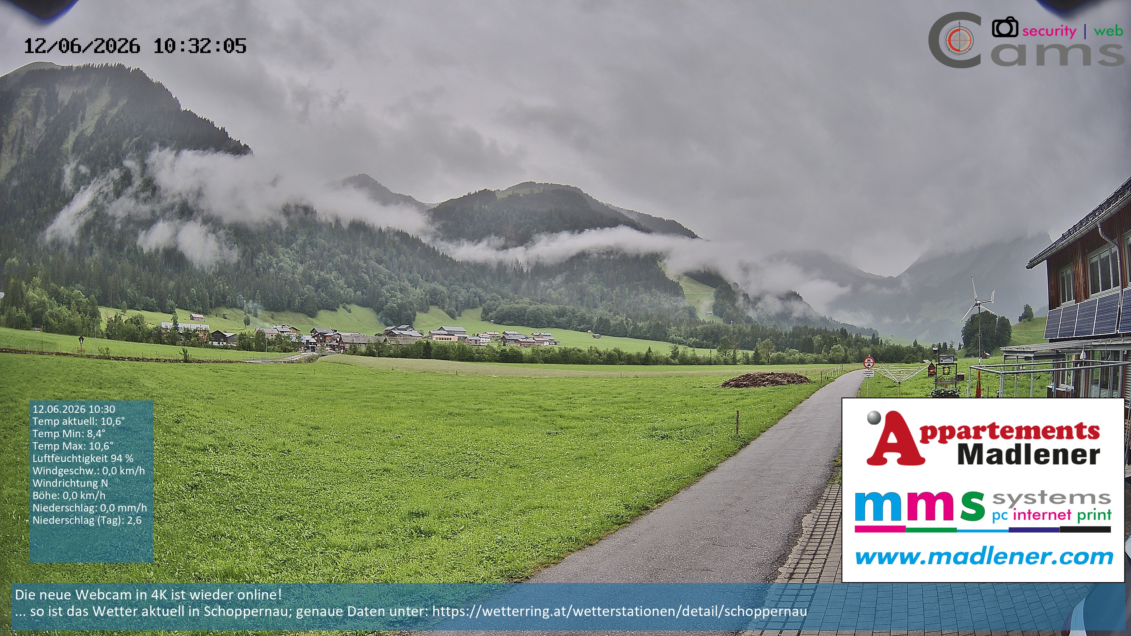 Archived image Webcam Schoppernau lower valley in the Bregenzerwald