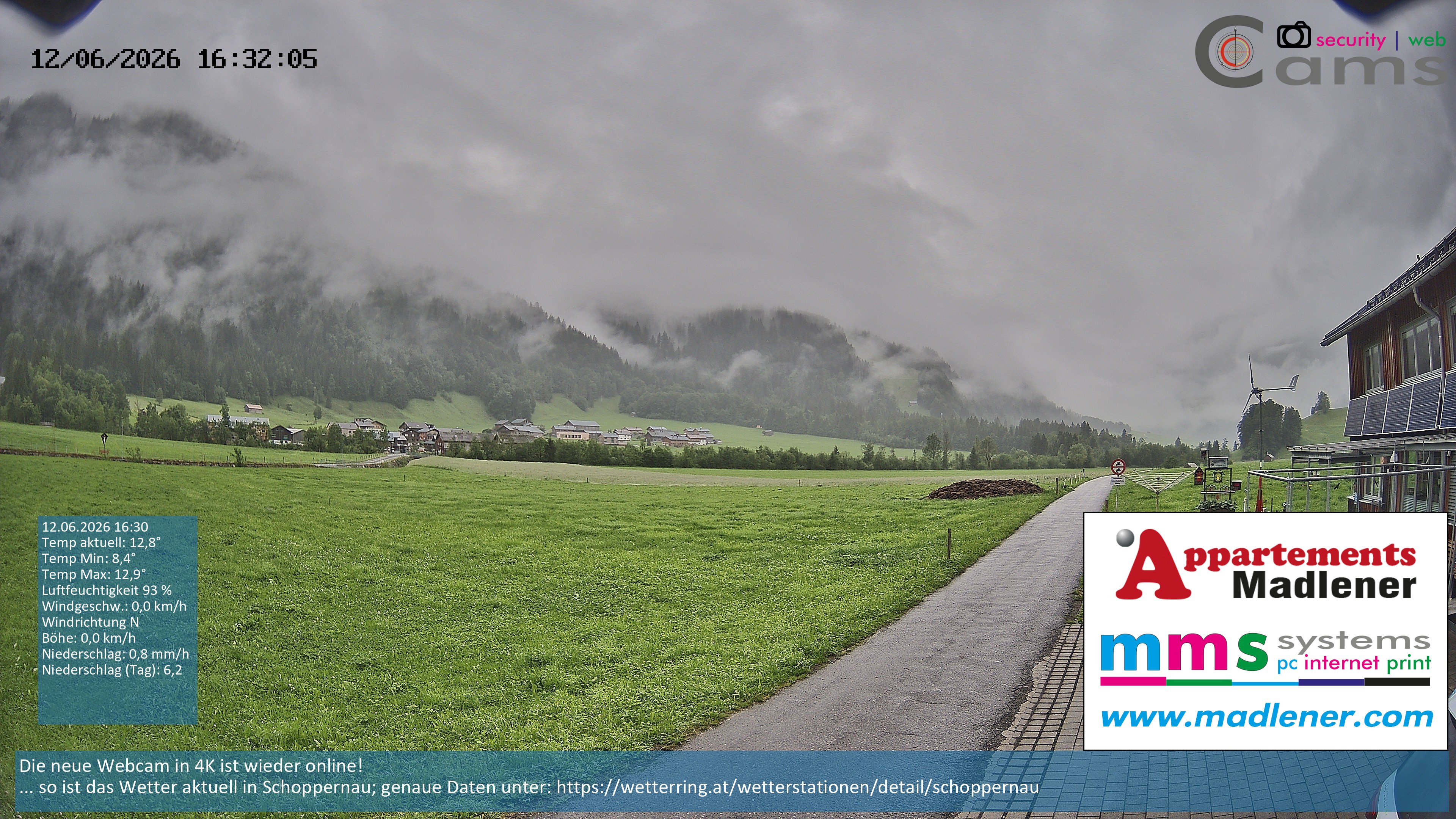 Archived image Webcam Schoppernau lower valley in the Bregenzerwald