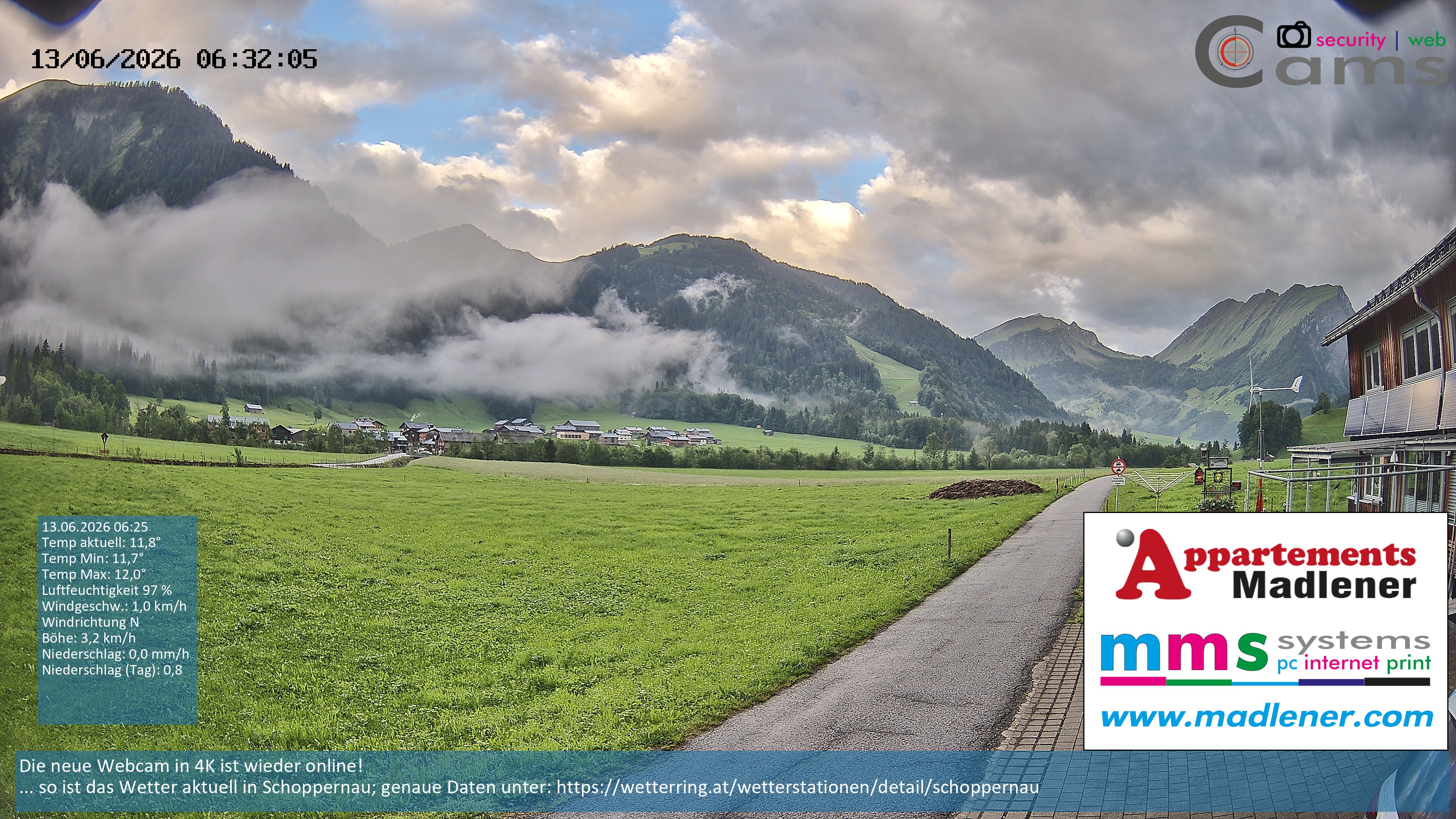Archiv Foto Webcam Schoppernau Unterdorf im Bregenzerwald