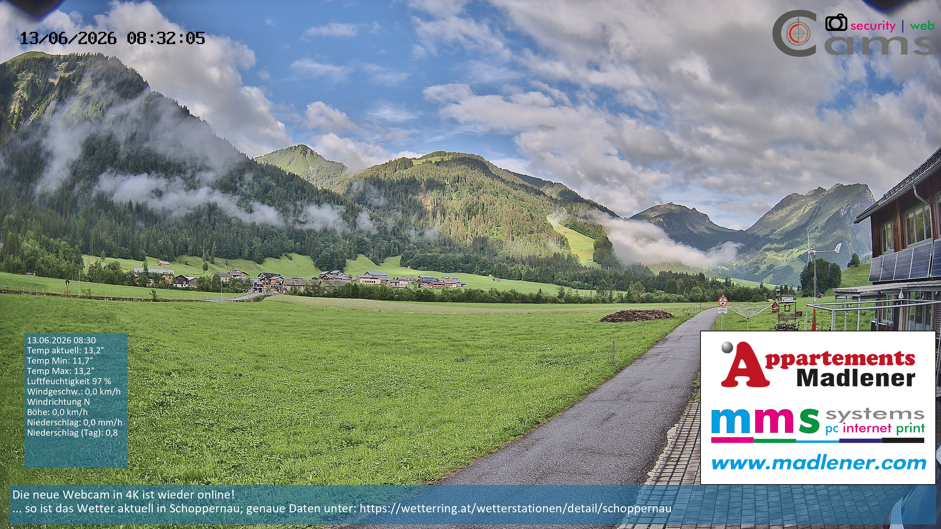 Archiv Foto Webcam Schoppernau Unterdorf im Bregenzerwald