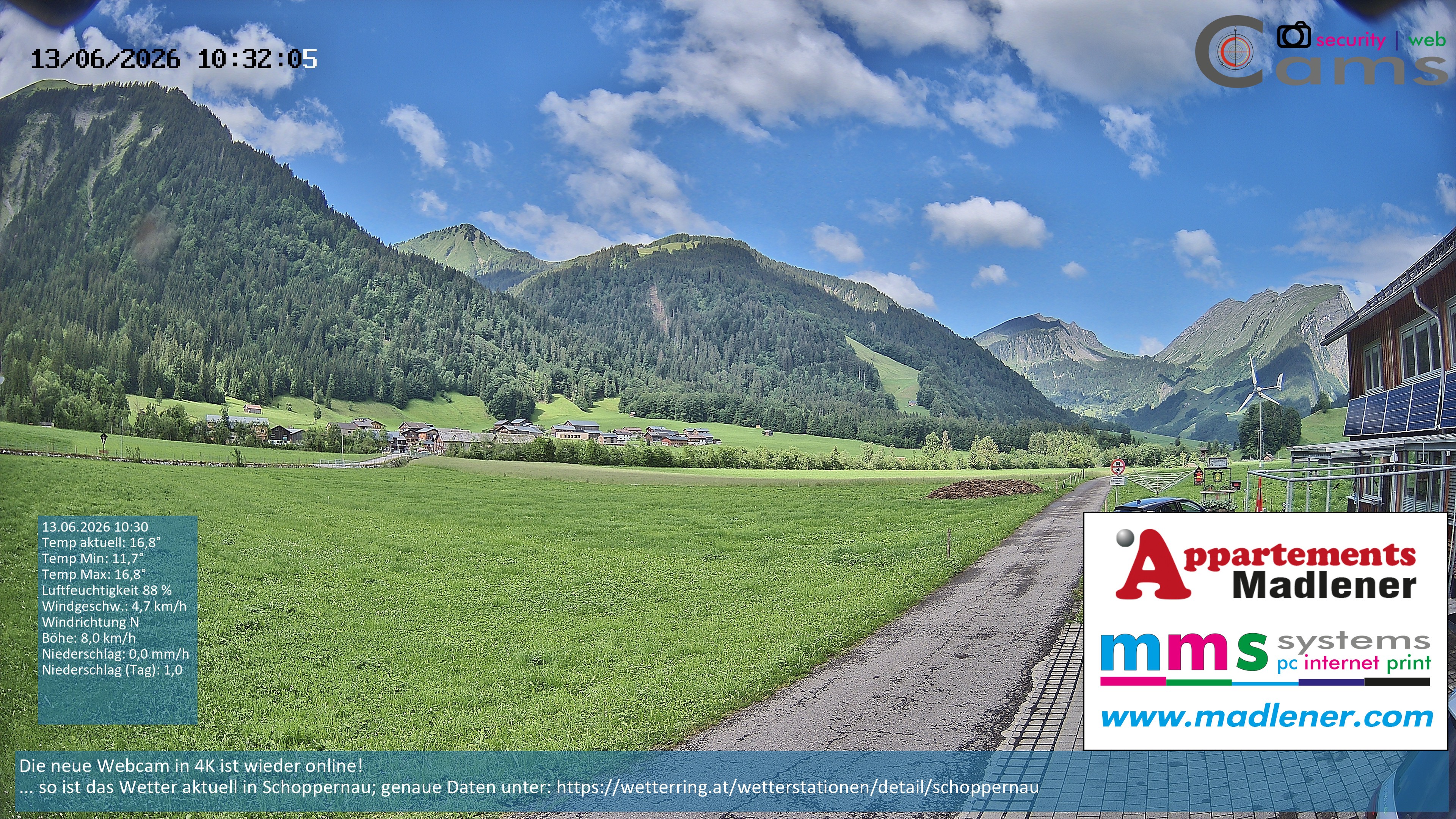 Archiv Foto Webcam Schoppernau Unterdorf im Bregenzerwald