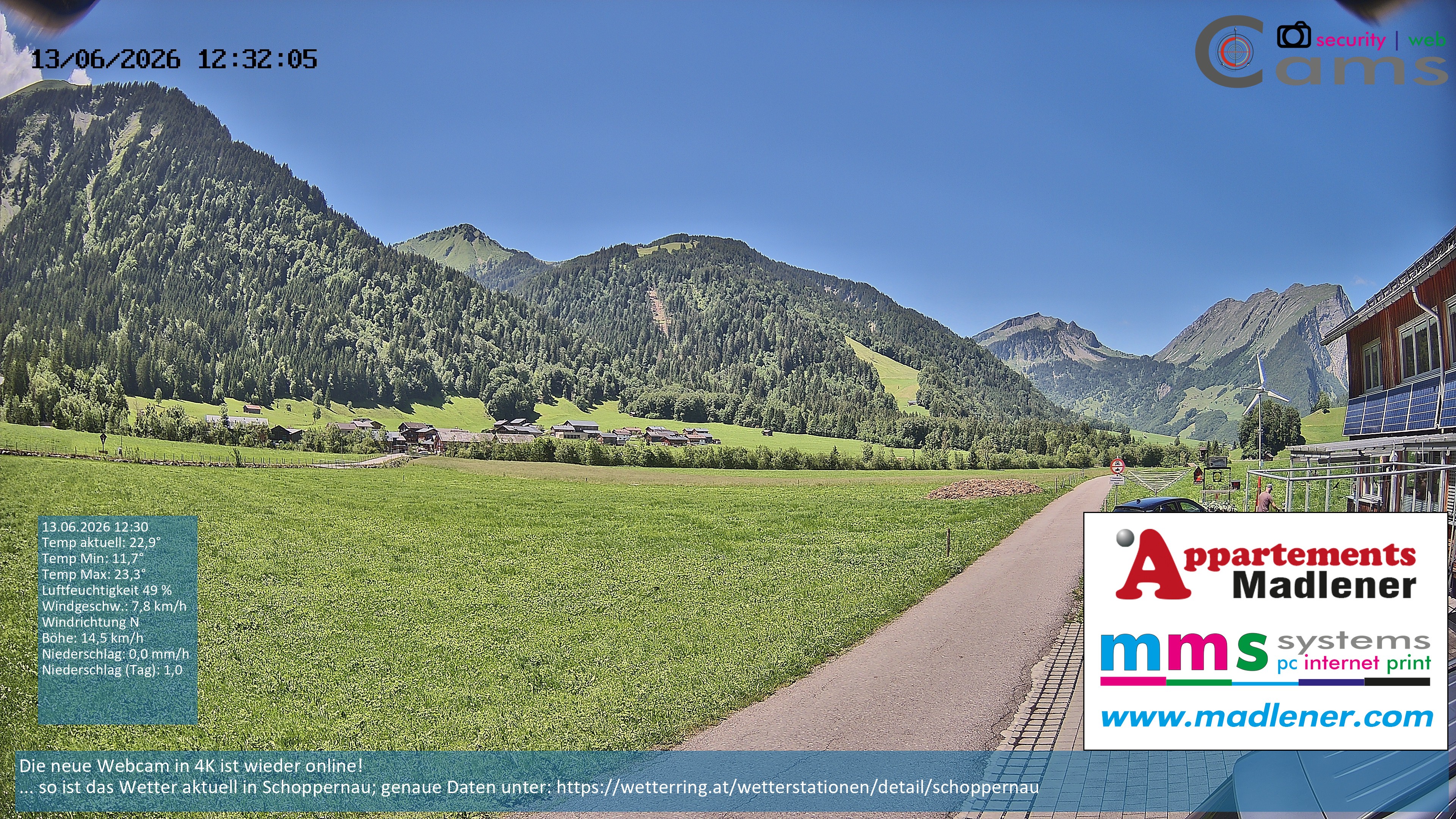 Archiv Foto Webcam Schoppernau Unterdorf im Bregenzerwald
