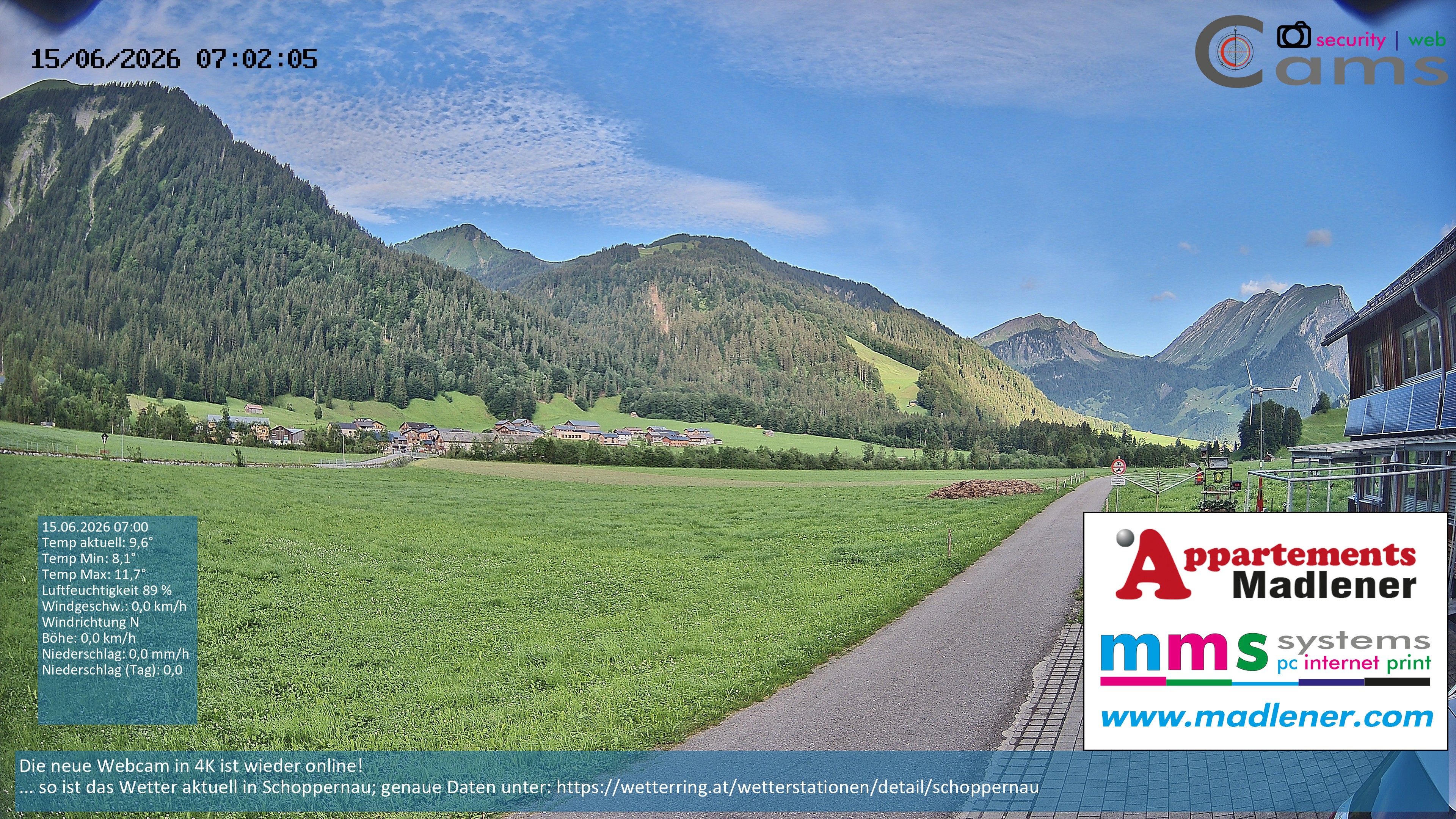 Archiv Foto Webcam Schoppernau Unterdorf im Bregenzerwald