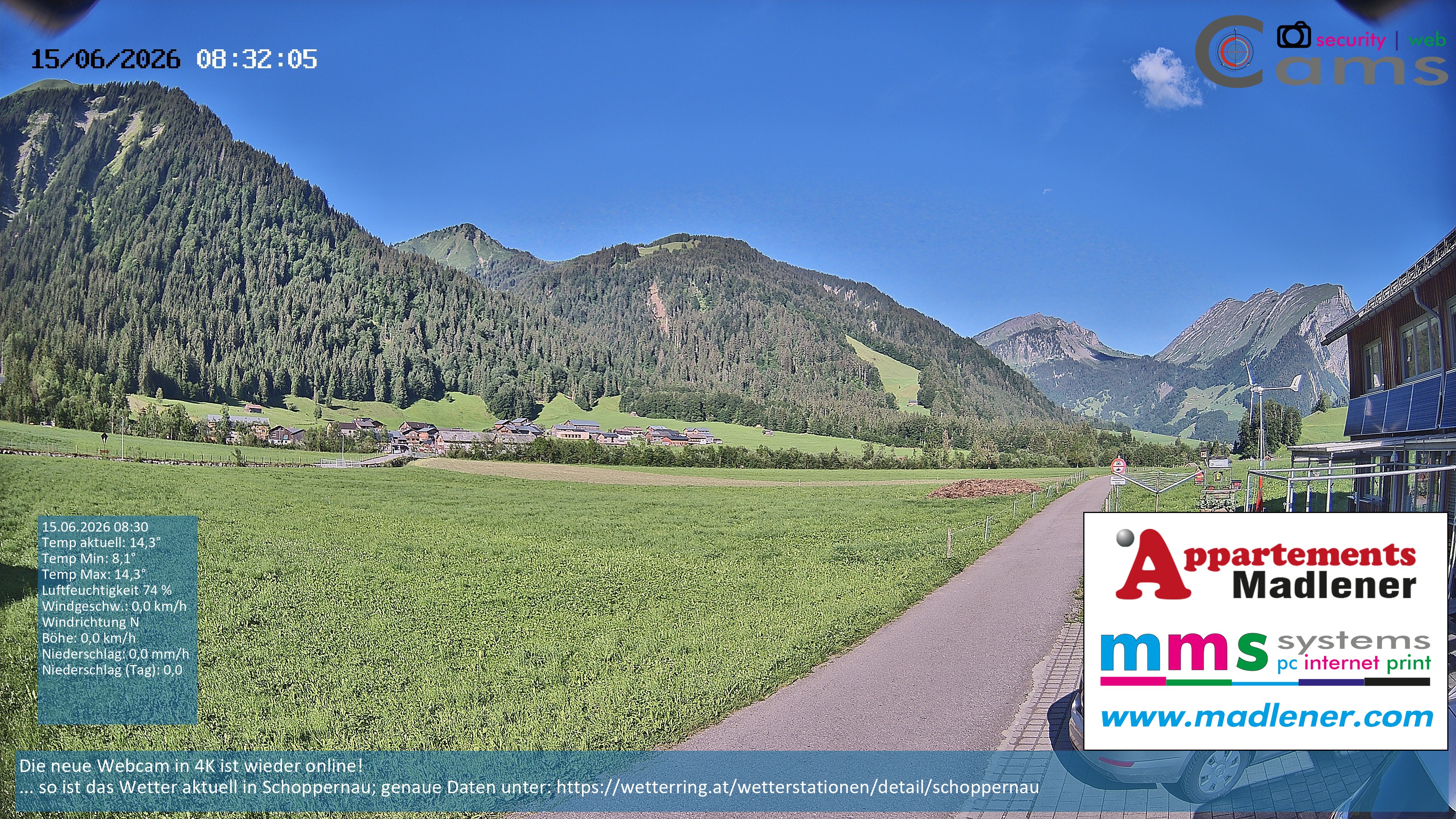 Archiv Foto Webcam Schoppernau Unterdorf im Bregenzerwald