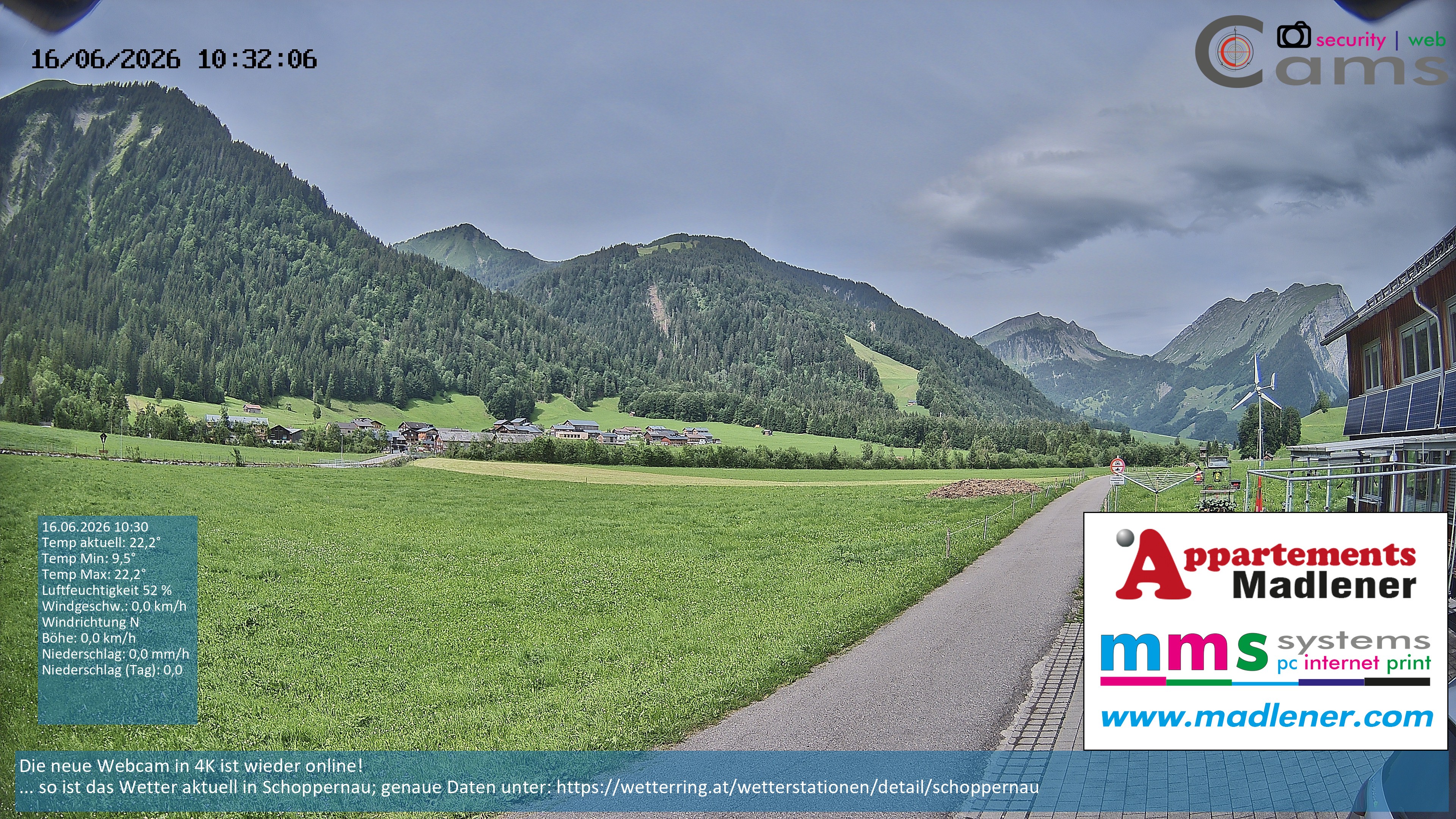 Archiv Foto Webcam Schoppernau Unterdorf im Bregenzerwald