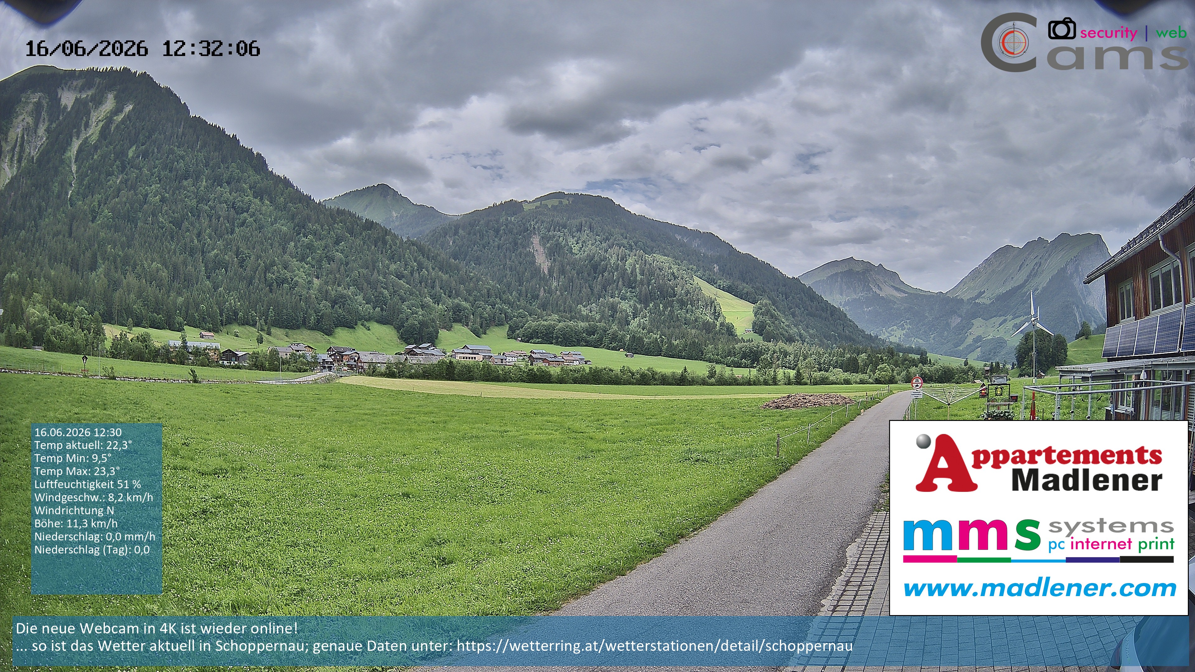 Archiv Foto Webcam Schoppernau Unterdorf im Bregenzerwald