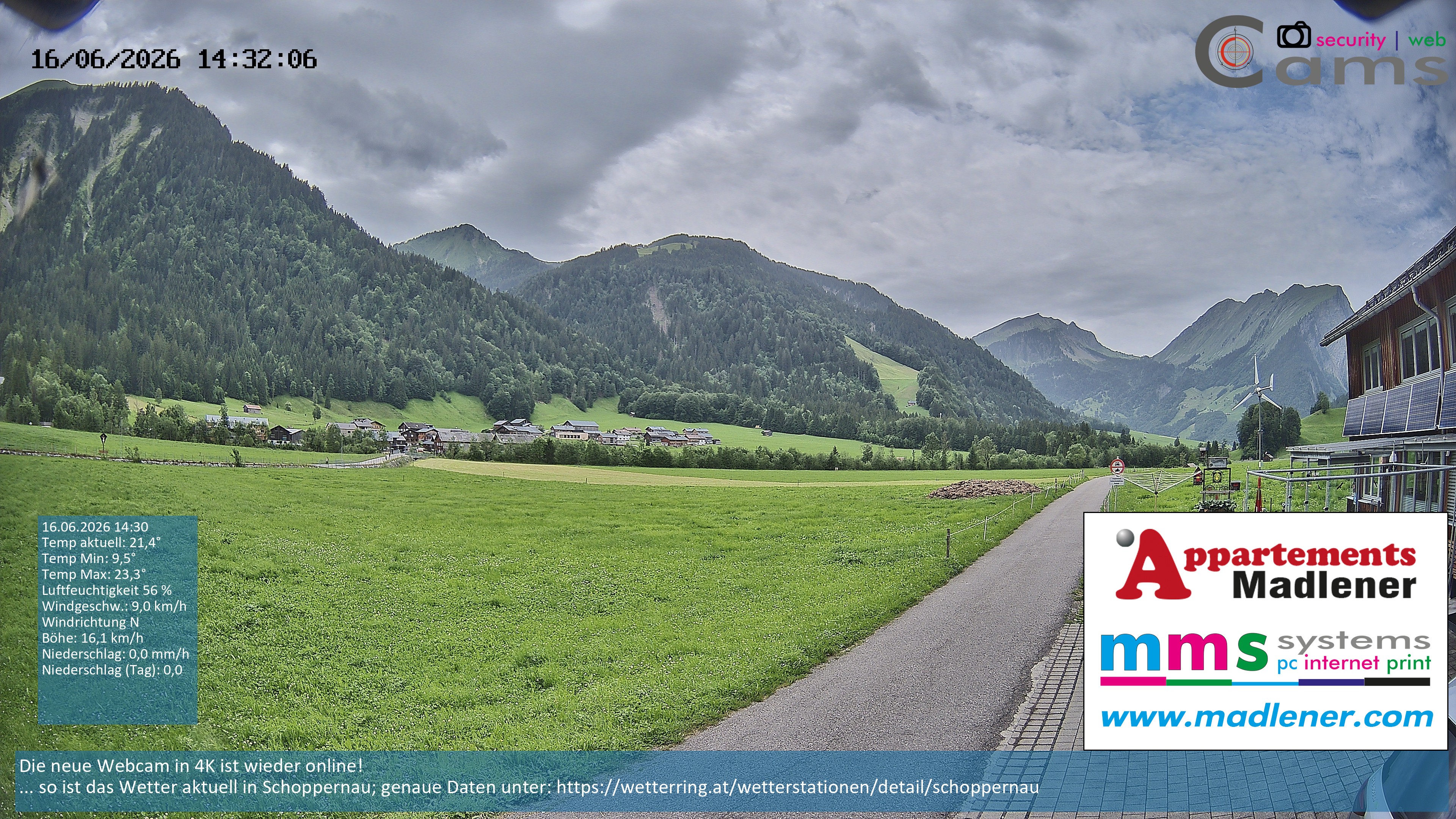 Archiv Foto Webcam Schoppernau Unterdorf im Bregenzerwald
