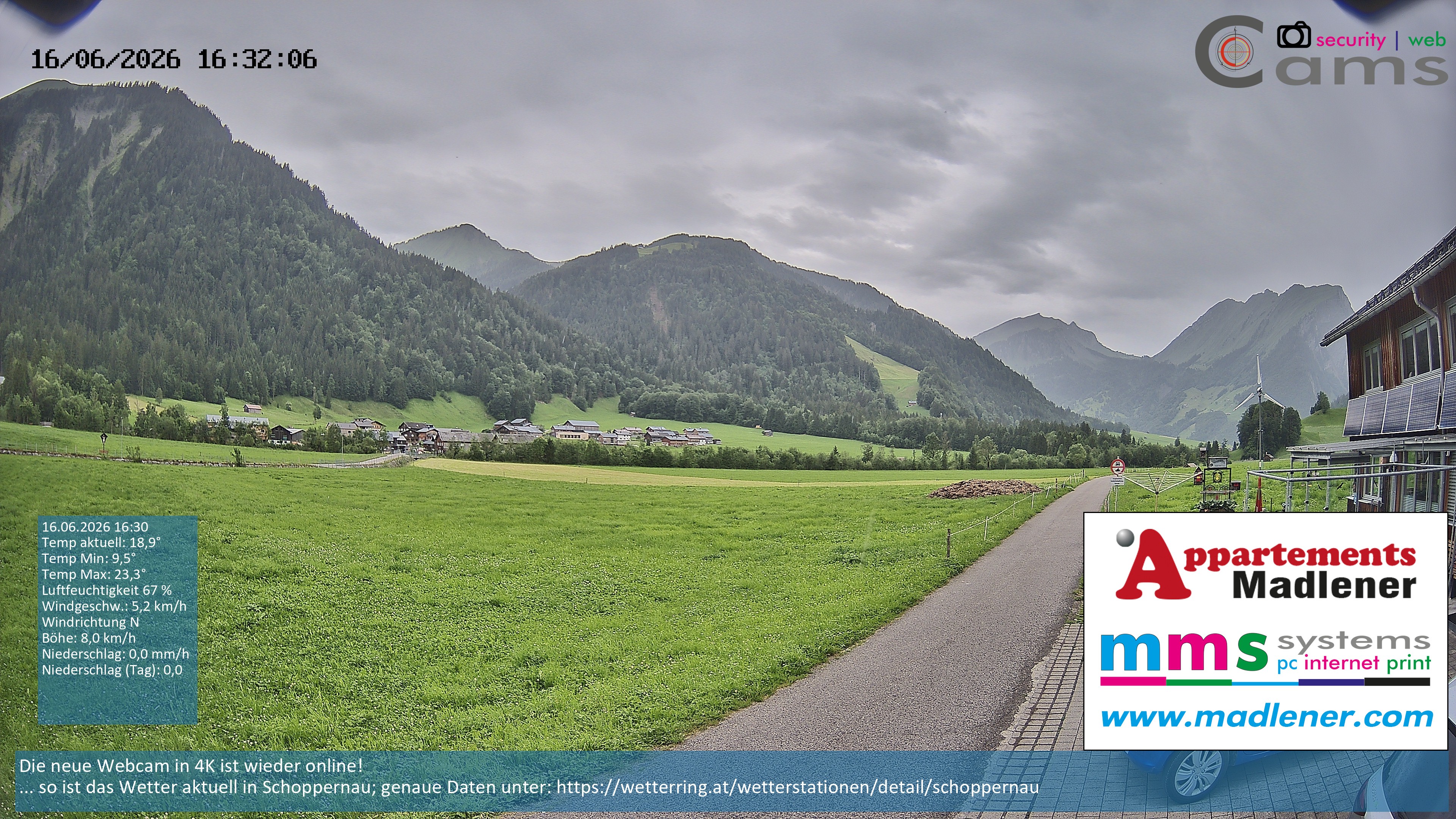 Archiv Foto Webcam Schoppernau Unterdorf im Bregenzerwald