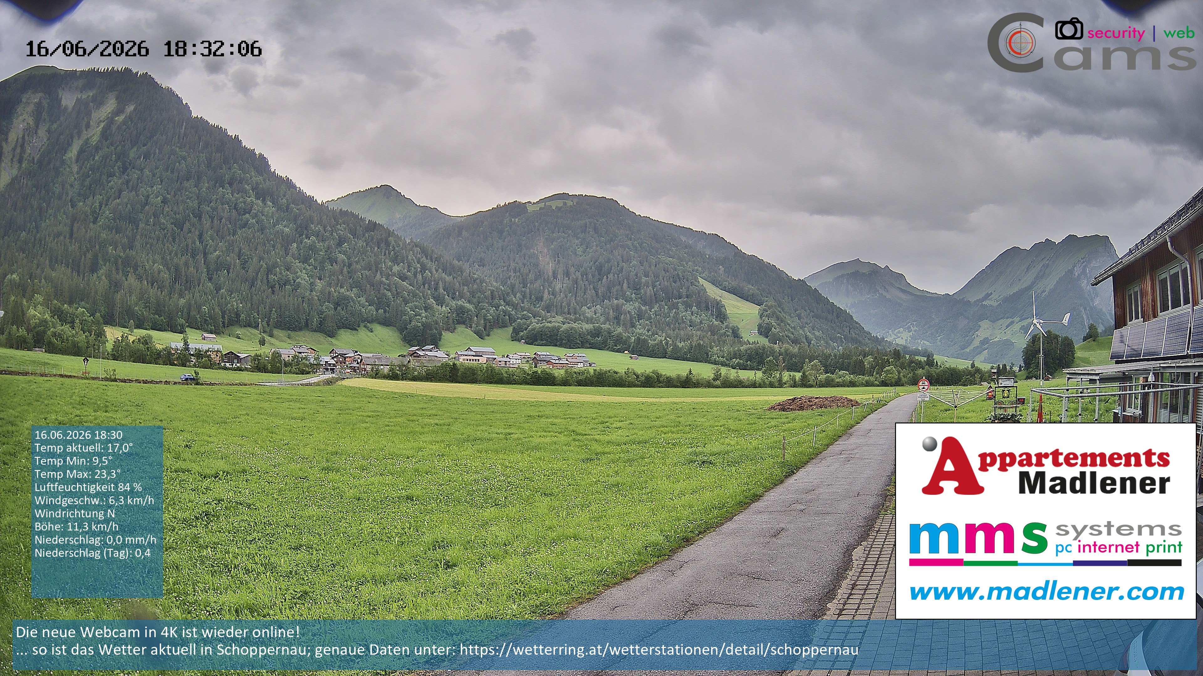 Archiv Foto Webcam Schoppernau Unterdorf im Bregenzerwald