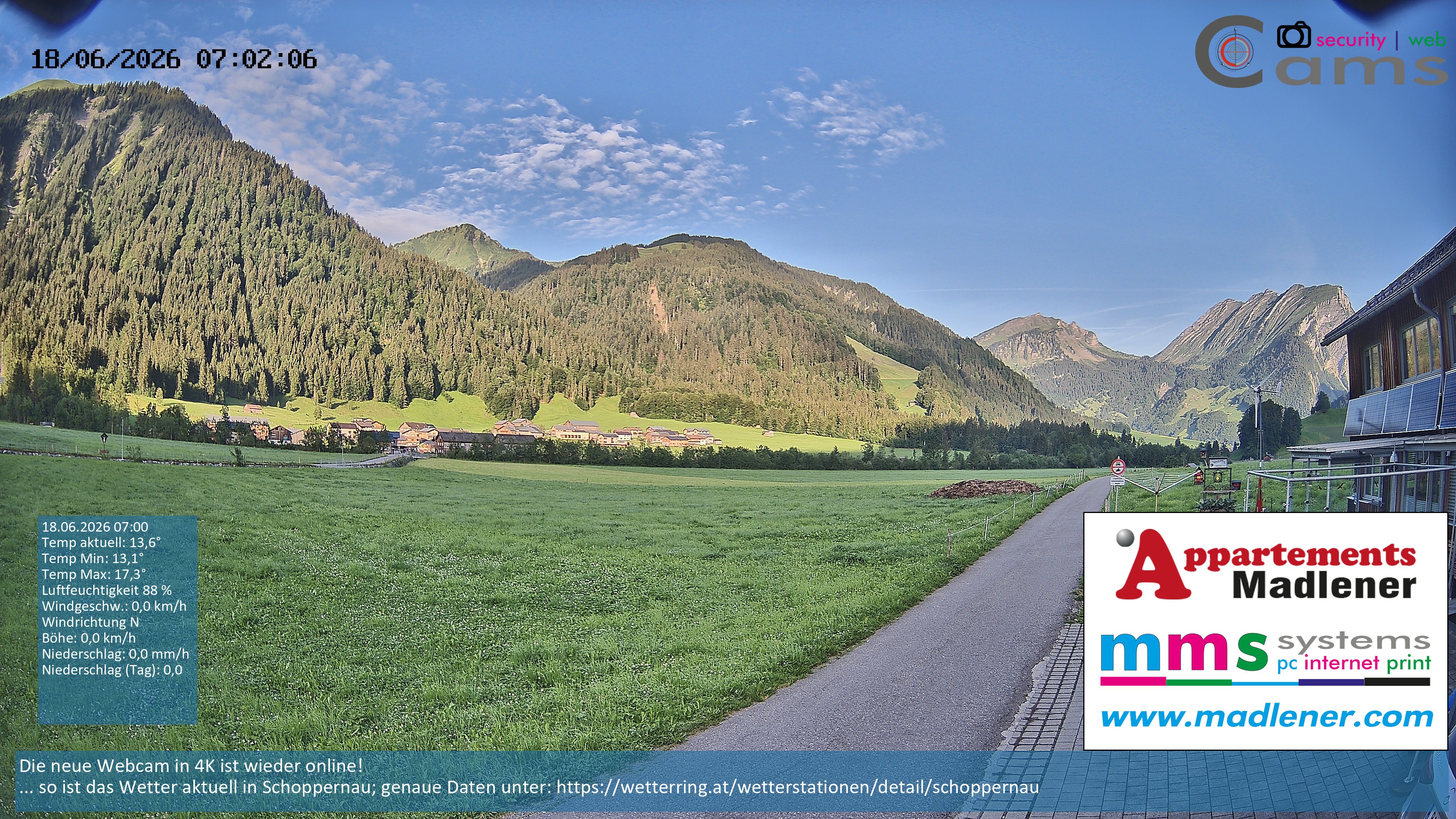 Archiv Foto Webcam Schoppernau Unterdorf im Bregenzerwald