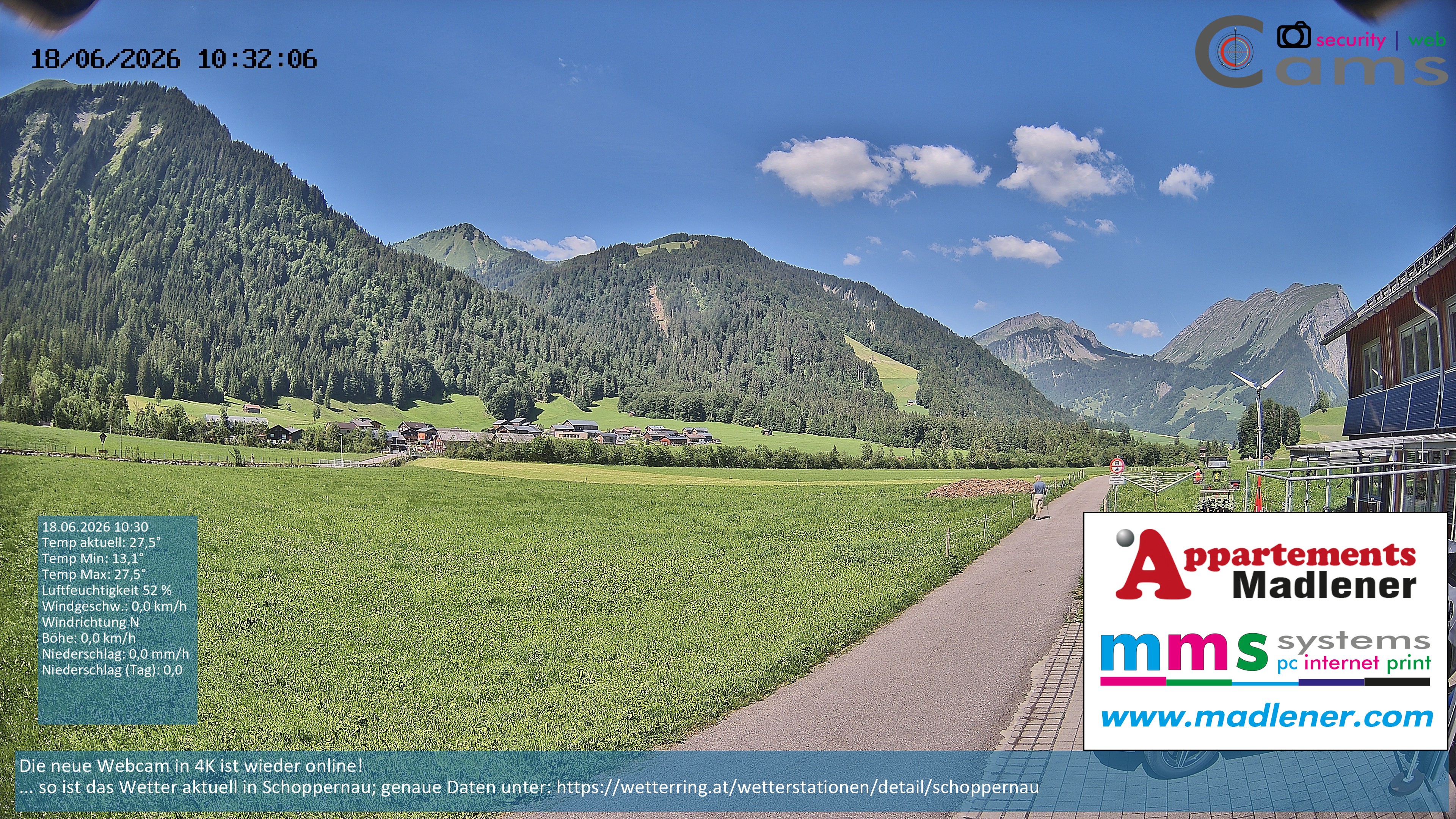 Archived image Webcam Schoppernau lower valley in the Bregenzerwald