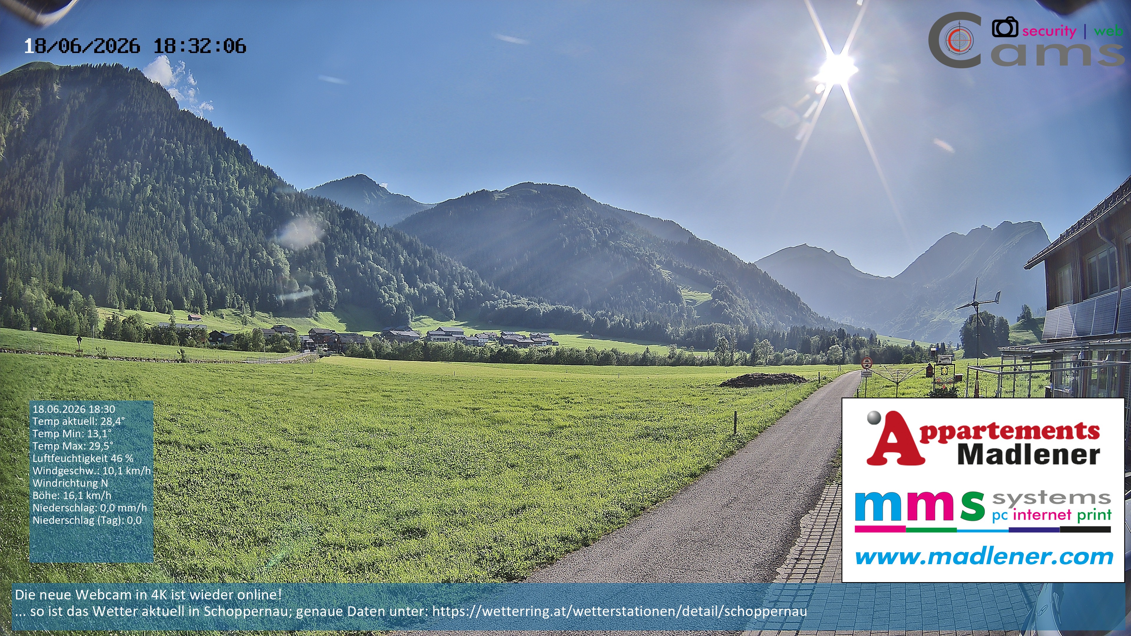 Archived image Webcam Schoppernau lower valley in the Bregenzerwald