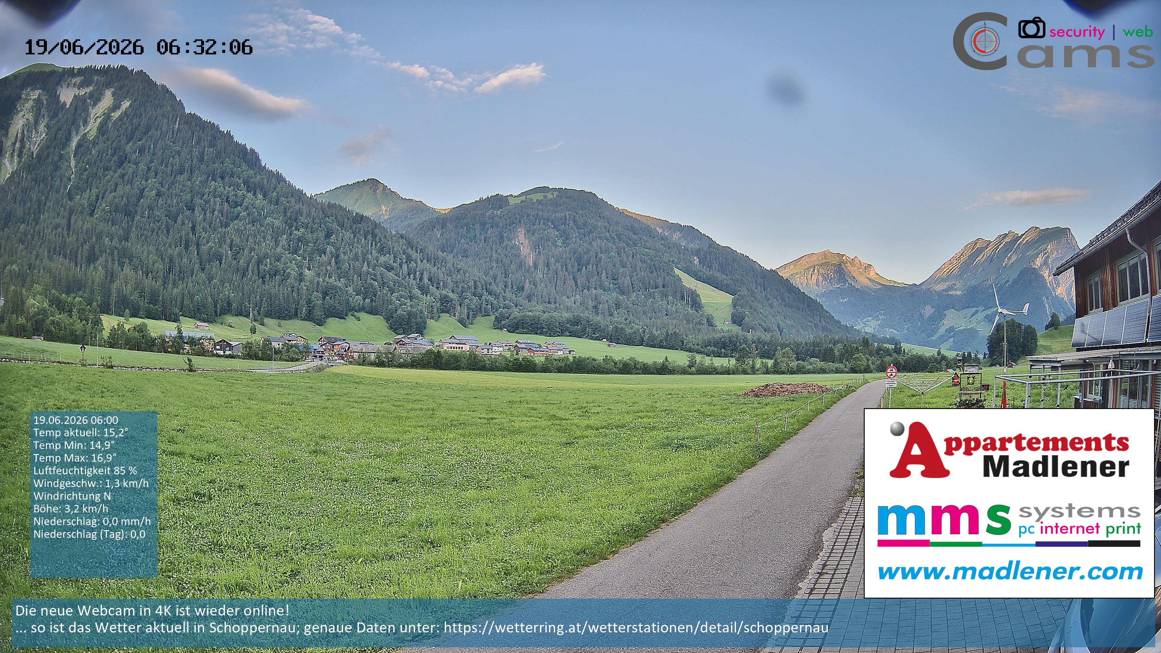 Archiv Foto Webcam Schoppernau Unterdorf im Bregenzerwald