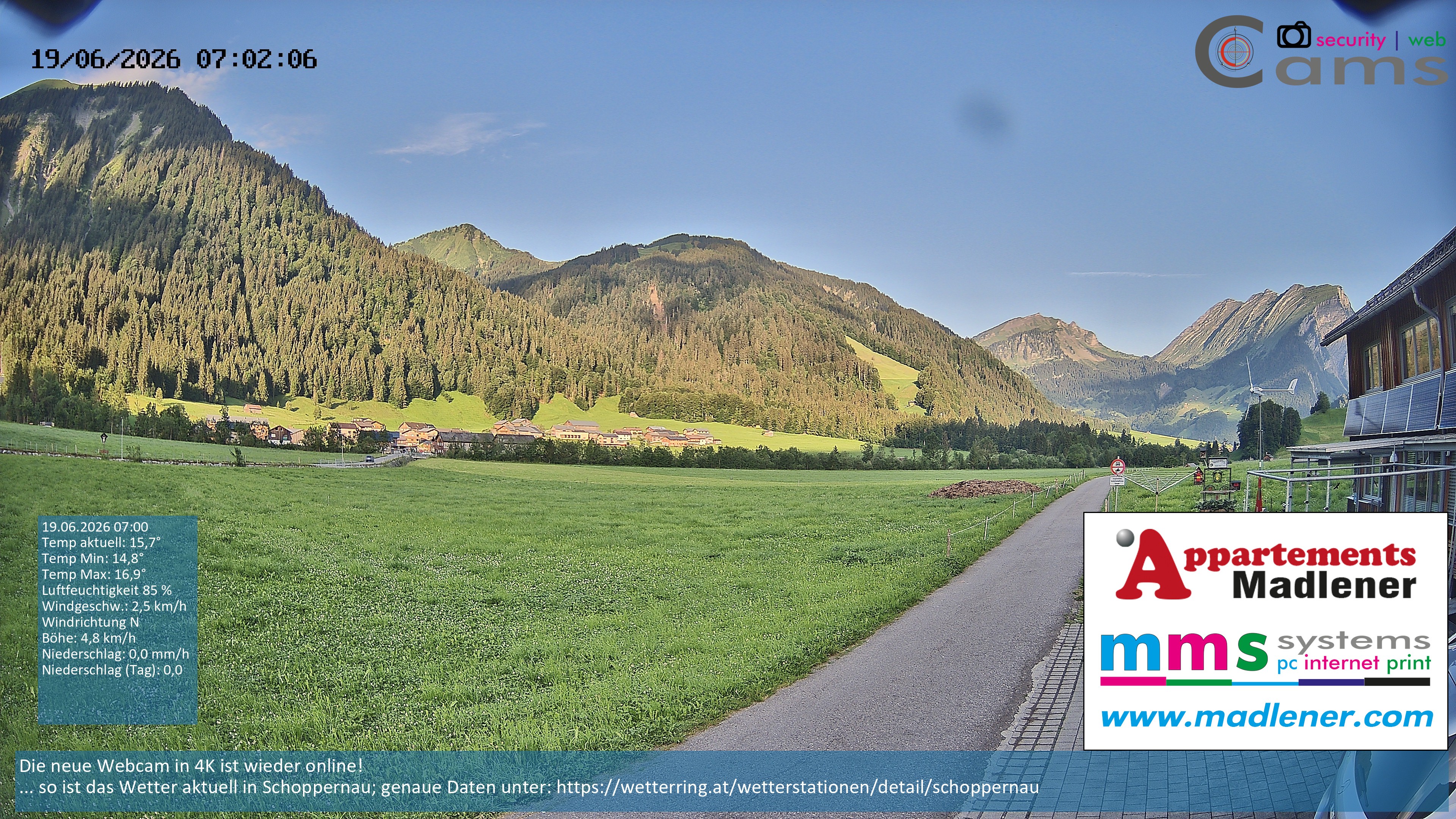 Archiv Foto Webcam Schoppernau Unterdorf im Bregenzerwald