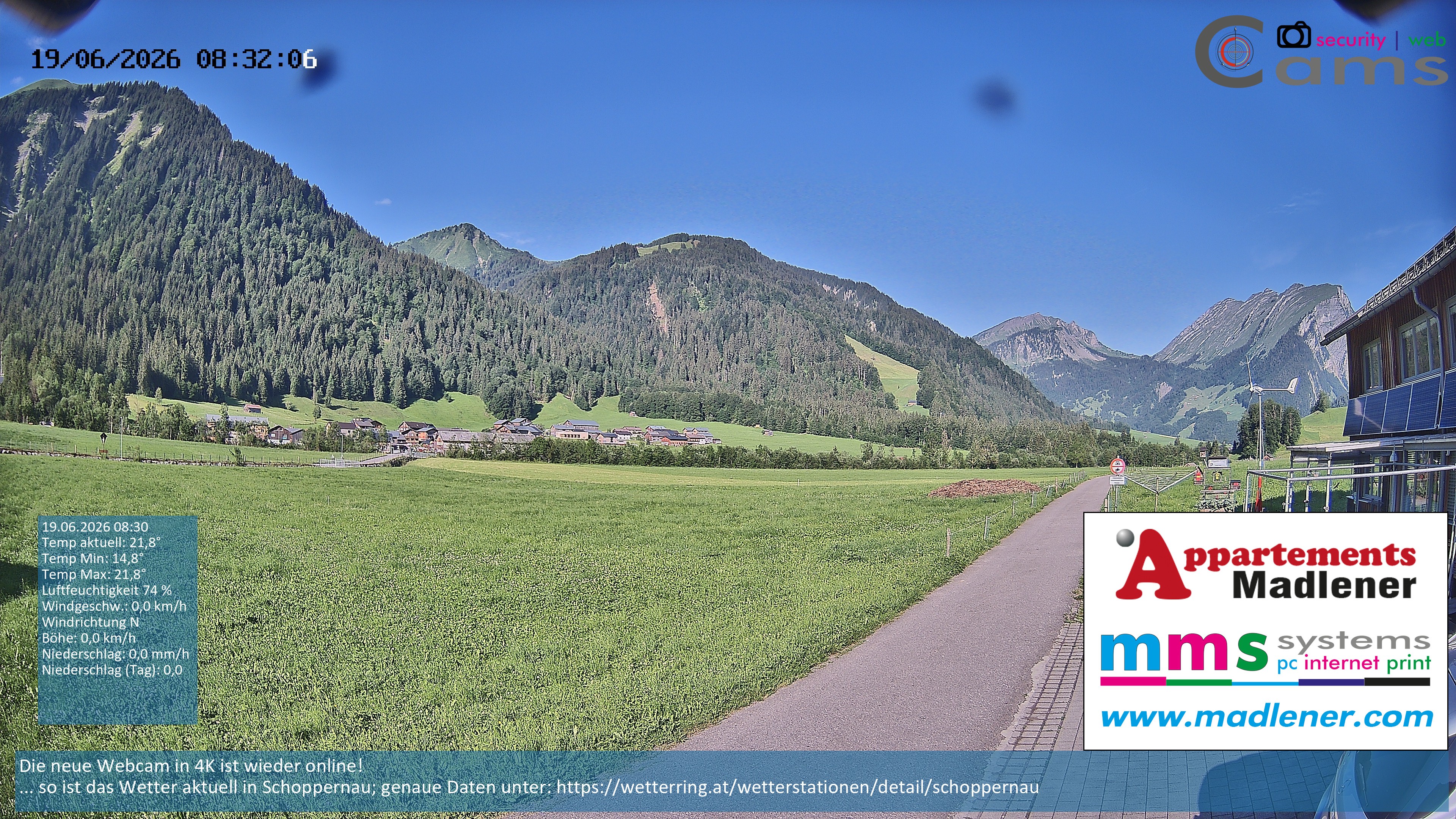 Archiv Foto Webcam Schoppernau Unterdorf im Bregenzerwald