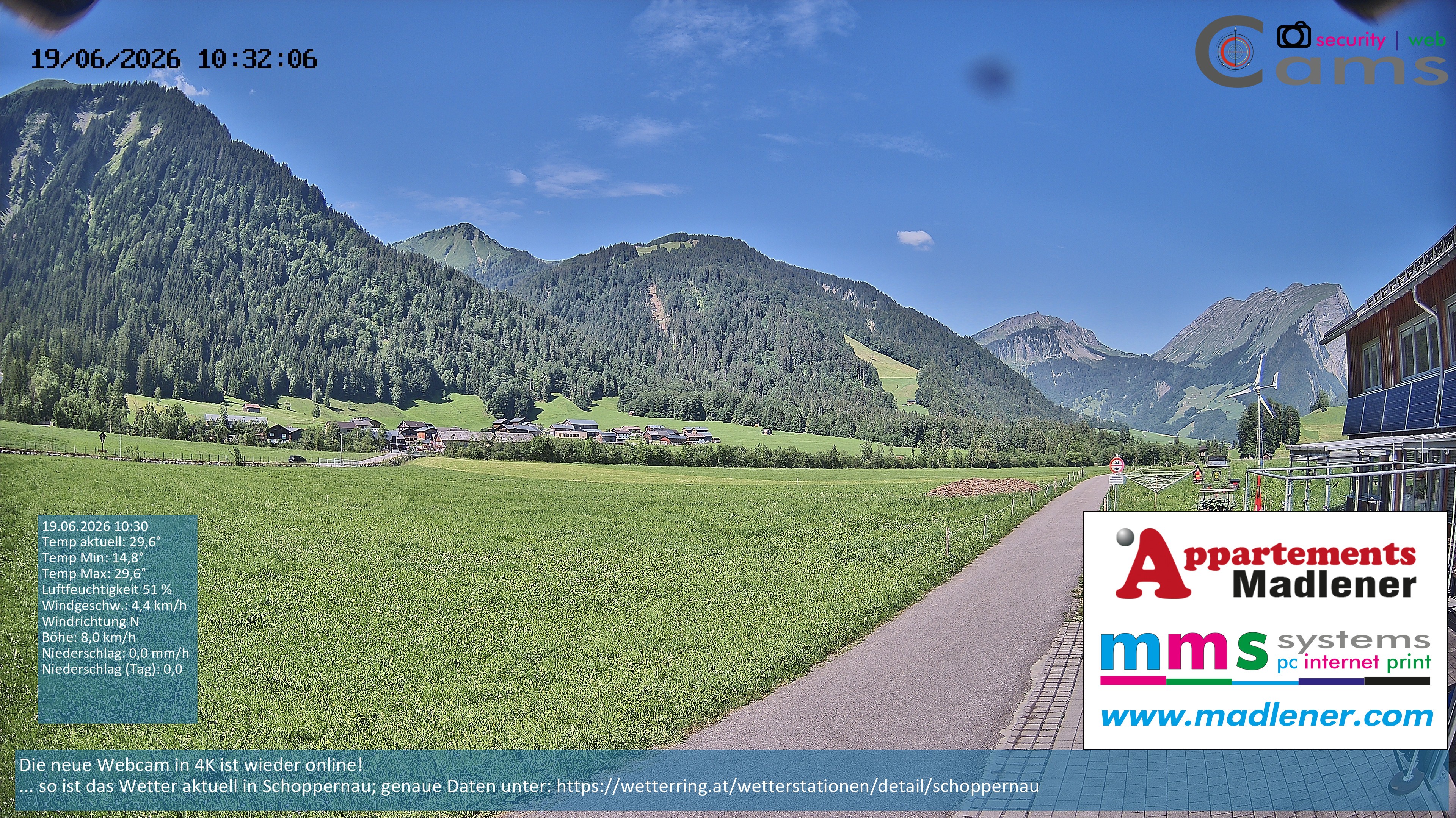 Archiv Foto Webcam Schoppernau Unterdorf im Bregenzerwald