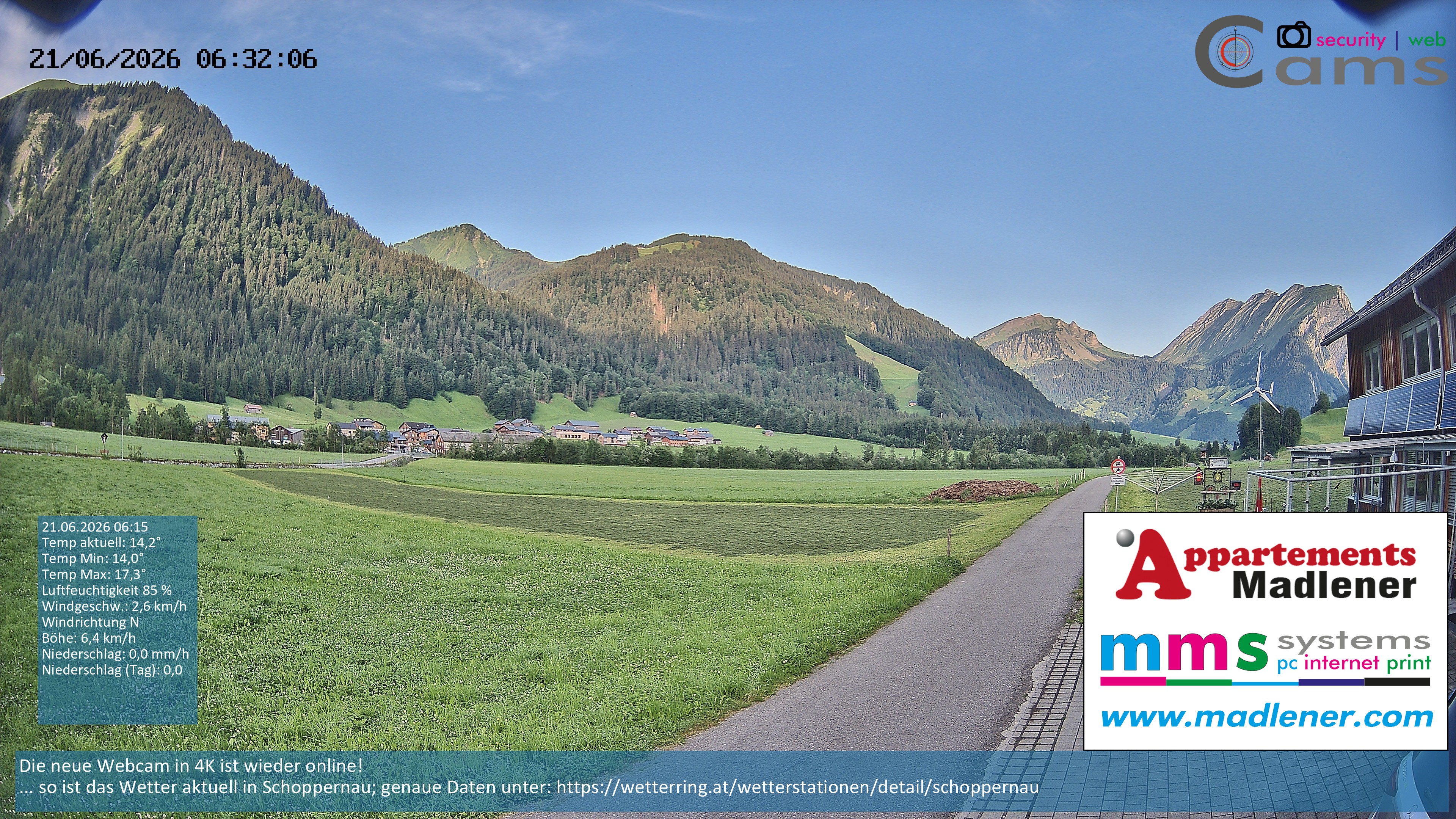 Archiv Foto Webcam Schoppernau Unterdorf im Bregenzerwald