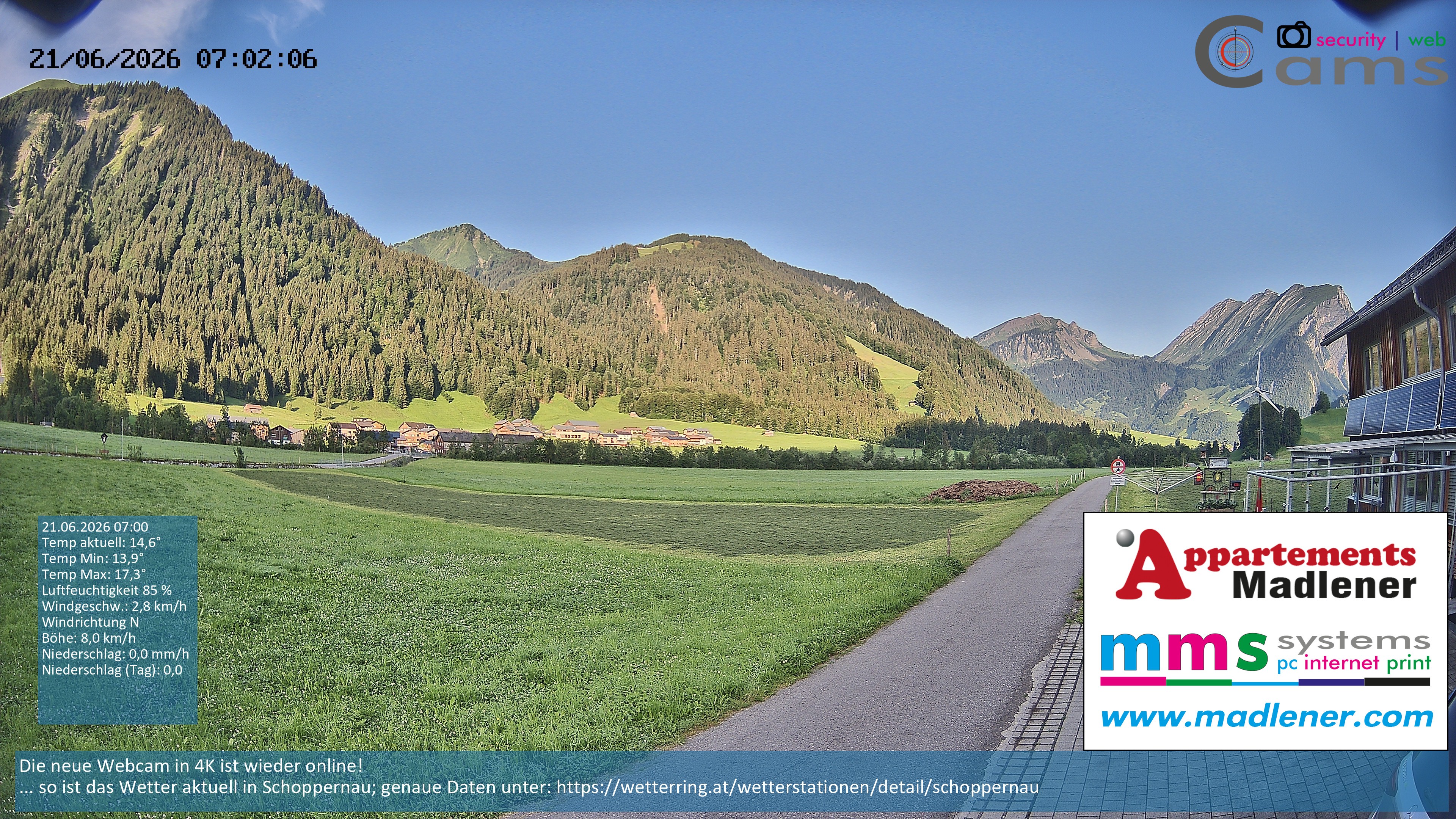 Archiv Foto Webcam Schoppernau Unterdorf im Bregenzerwald