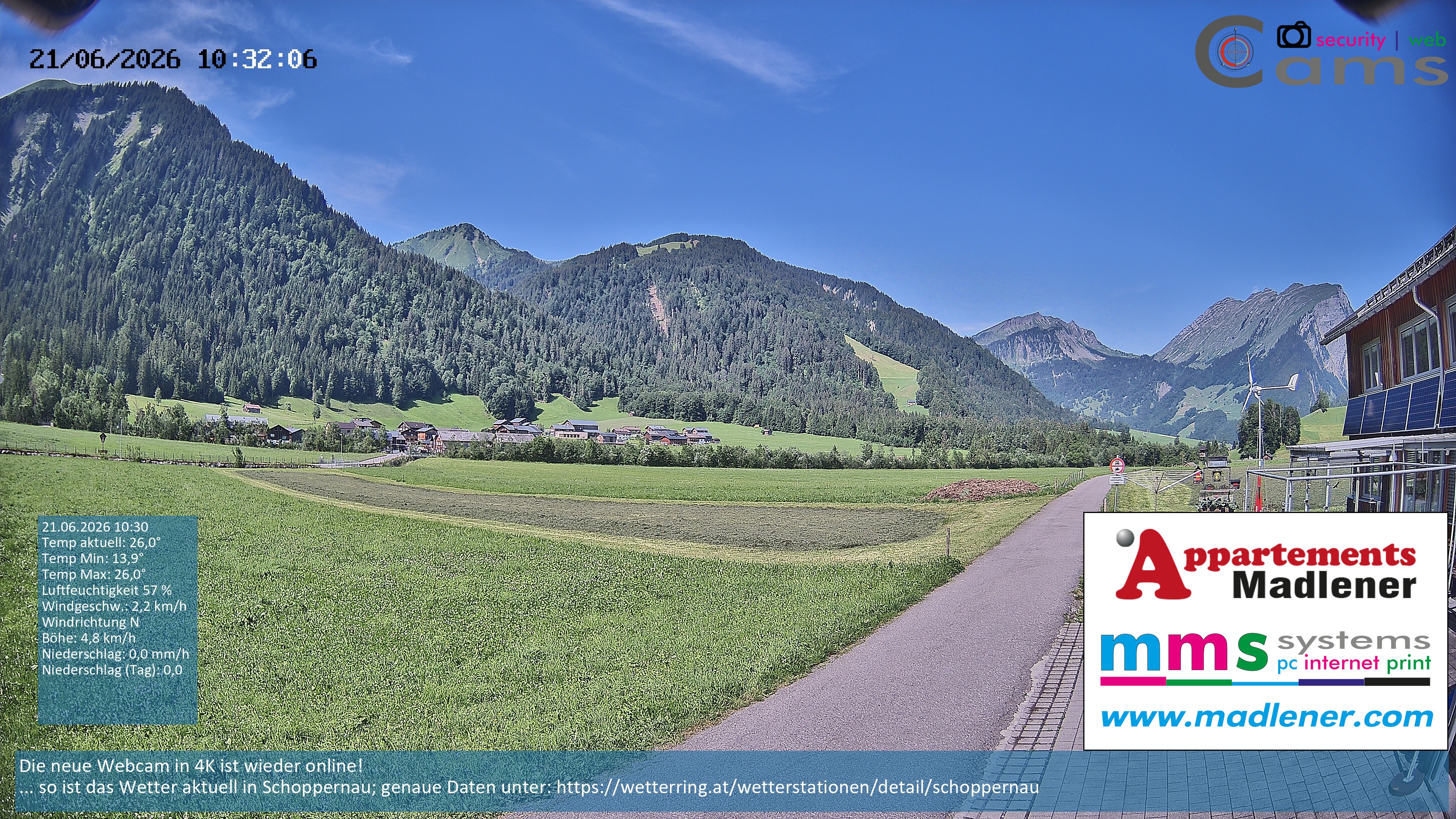 Archiv Foto Webcam Schoppernau Unterdorf im Bregenzerwald