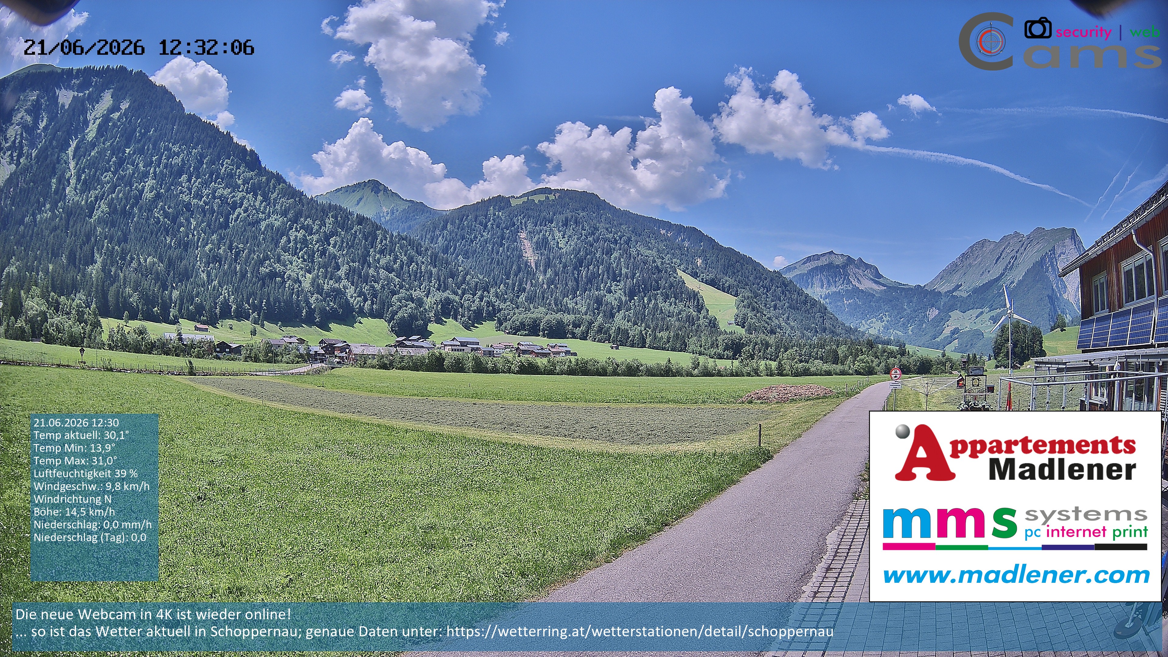 Archiv Foto Webcam Schoppernau Unterdorf im Bregenzerwald