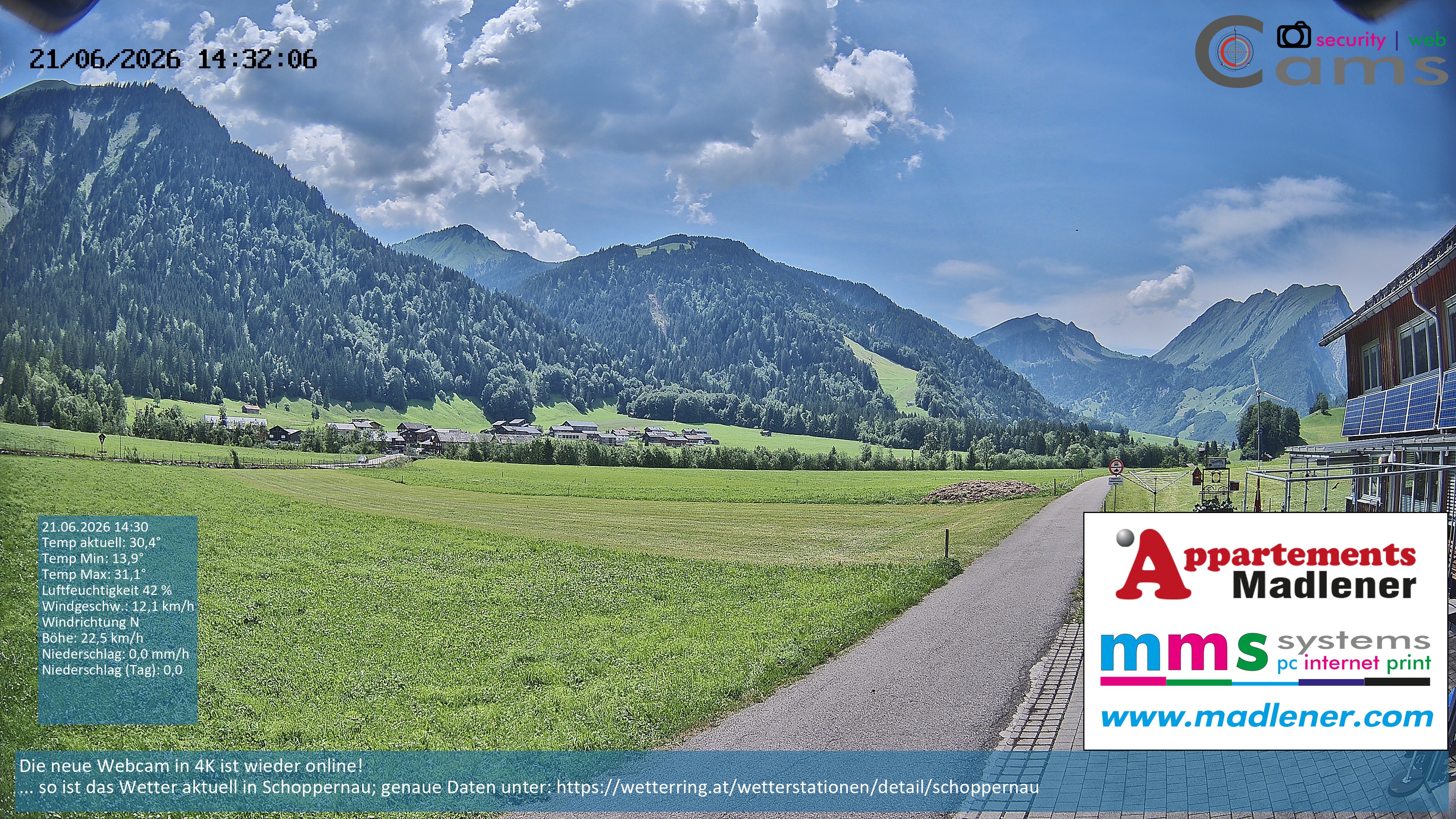 Archiv Foto Webcam Schoppernau Unterdorf im Bregenzerwald