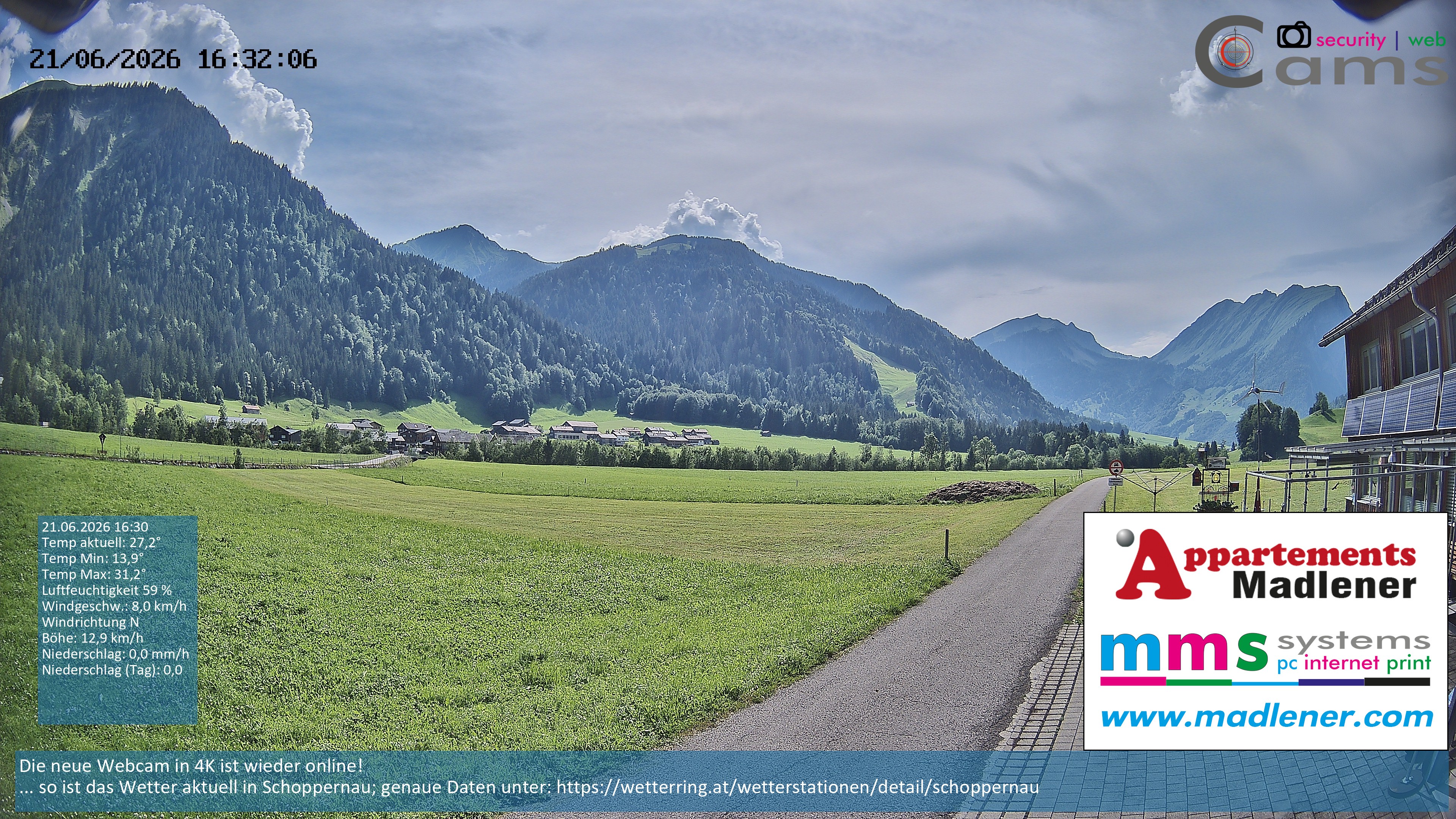 Archiv Foto Webcam Schoppernau Unterdorf im Bregenzerwald