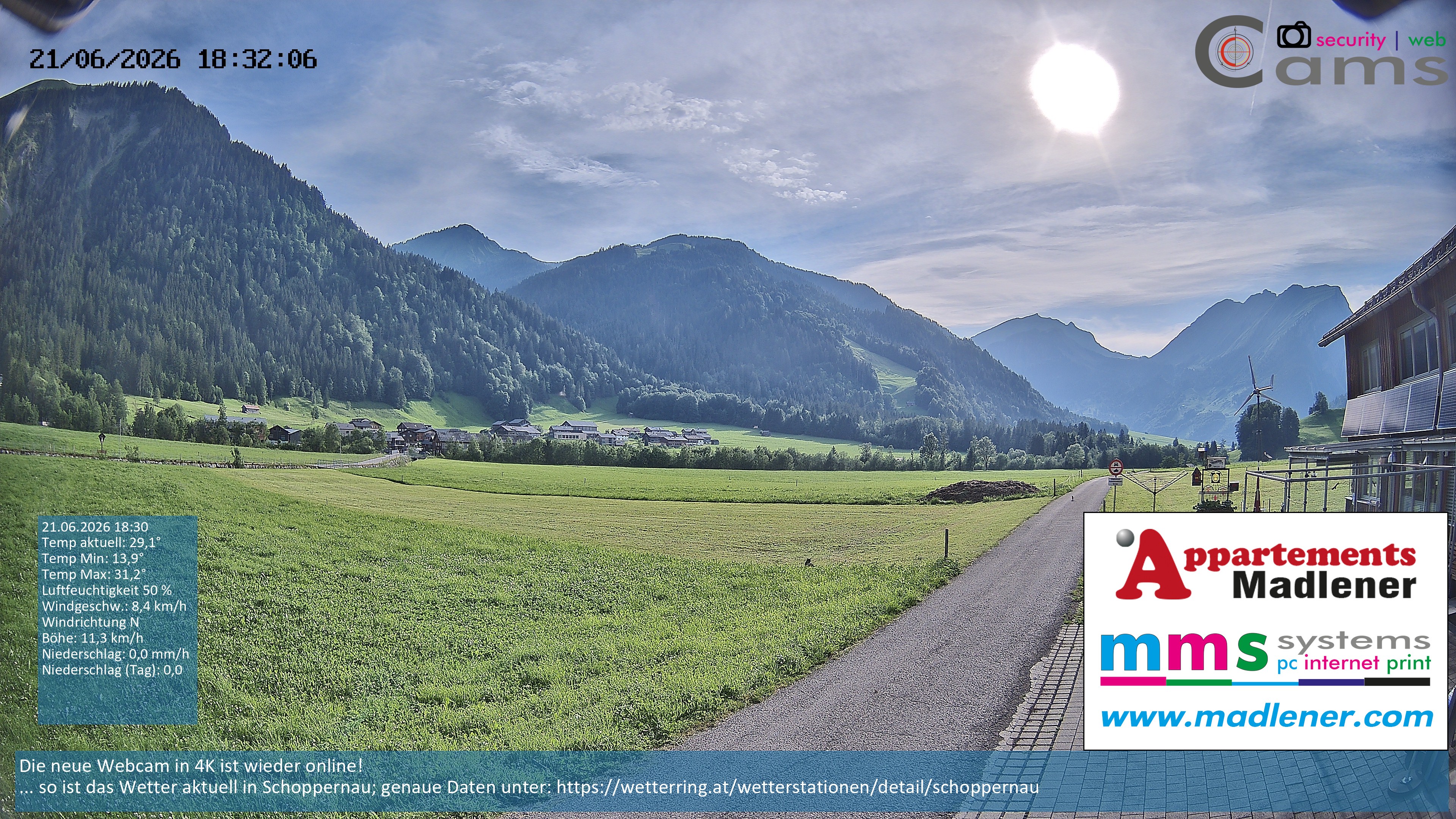 Archiv Foto Webcam Schoppernau Unterdorf im Bregenzerwald