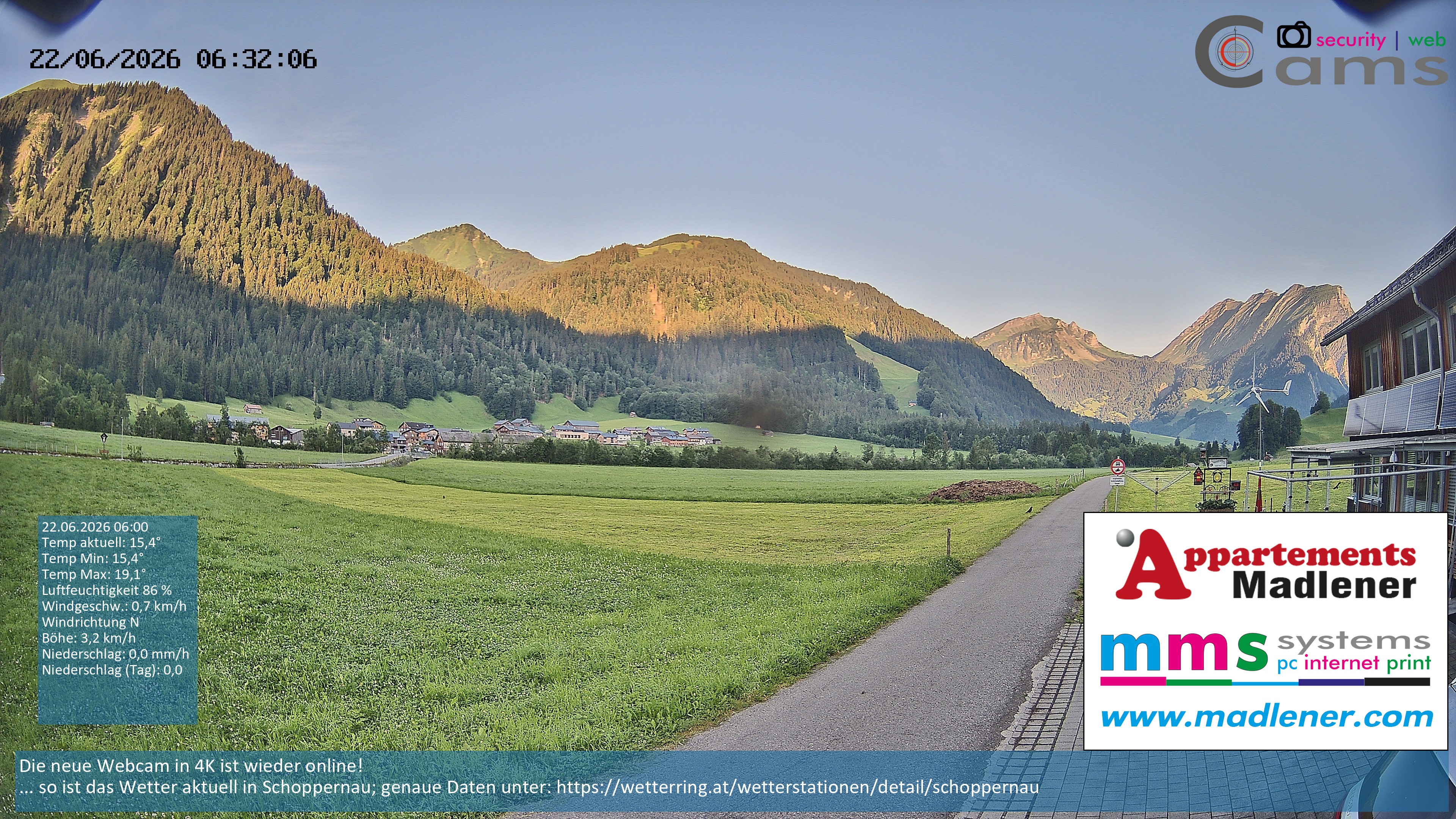 Archiv Foto Webcam Schoppernau Unterdorf im Bregenzerwald