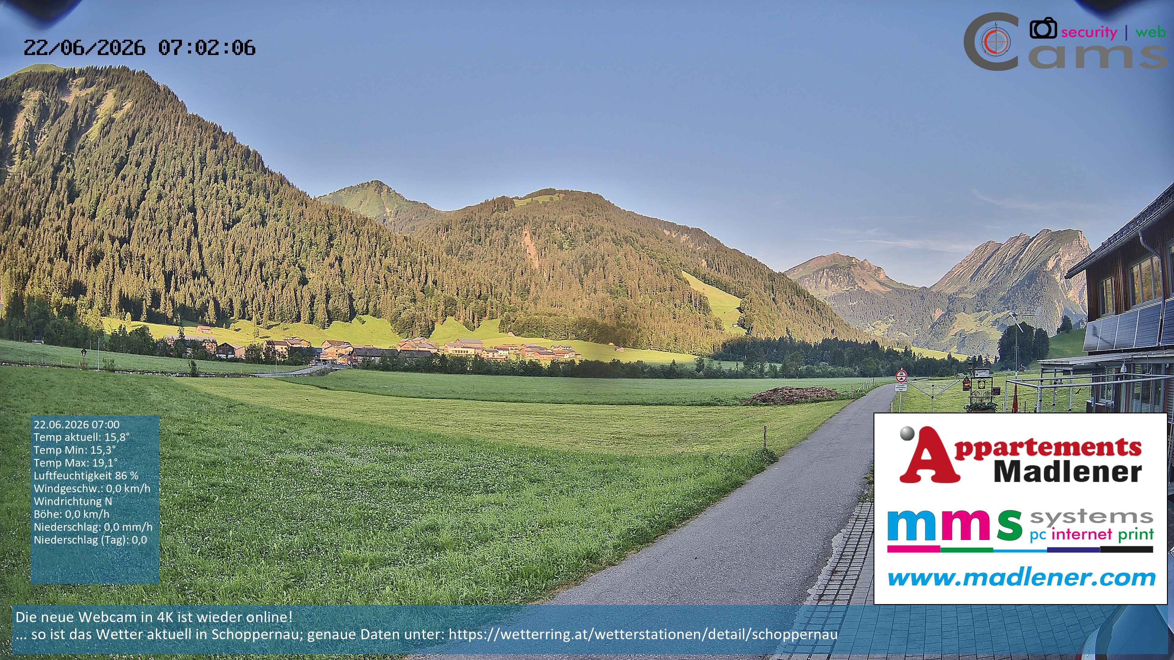 Archiv Foto Webcam Schoppernau Unterdorf im Bregenzerwald
