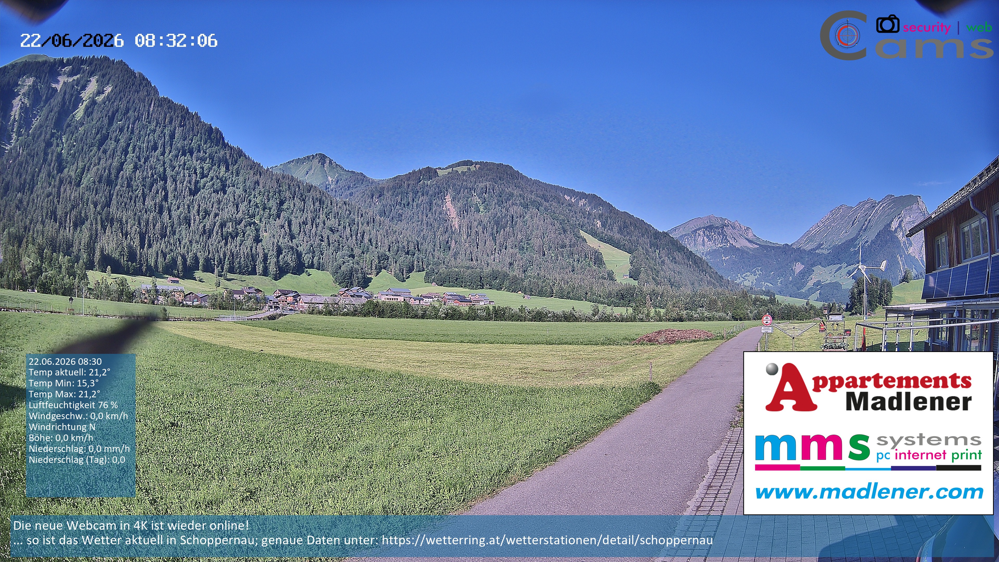 Archiv Foto Webcam Schoppernau Unterdorf im Bregenzerwald
