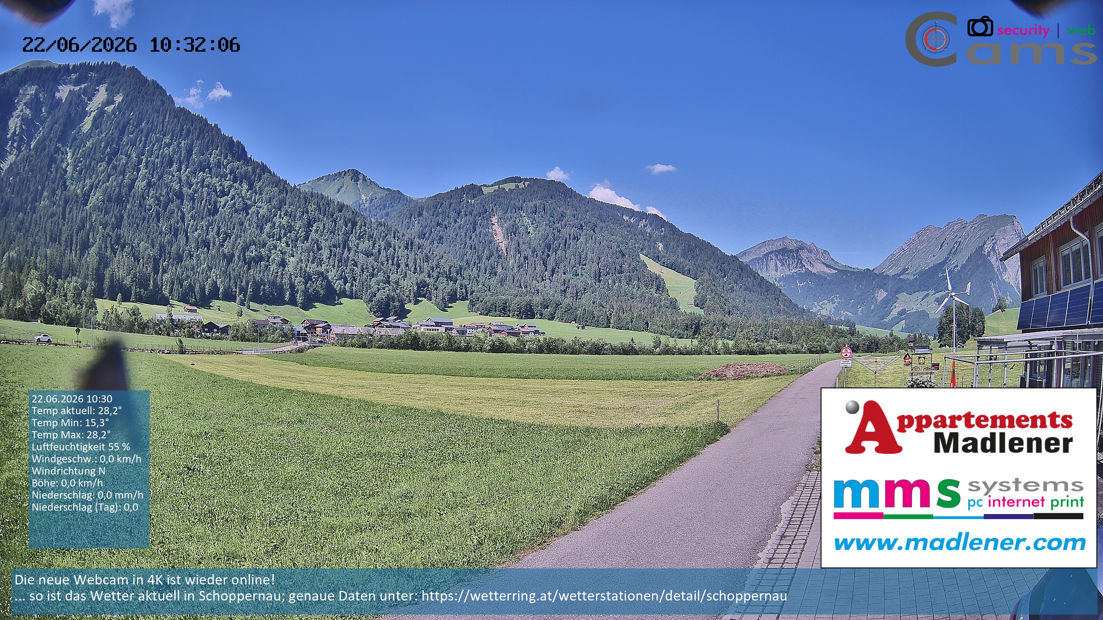 Archiv Foto Webcam Schoppernau Unterdorf im Bregenzerwald