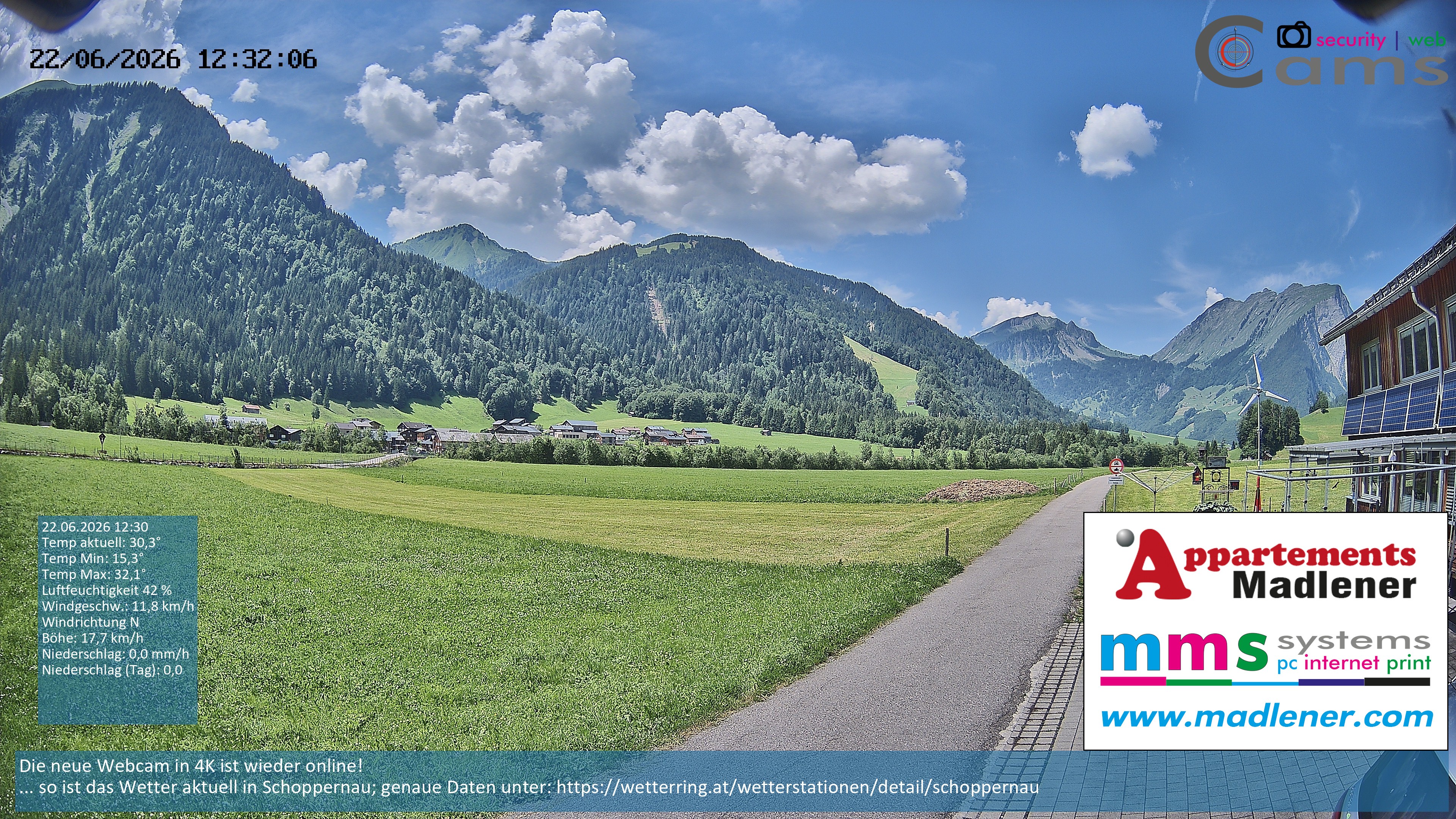 Archiv Foto Webcam Schoppernau Unterdorf im Bregenzerwald