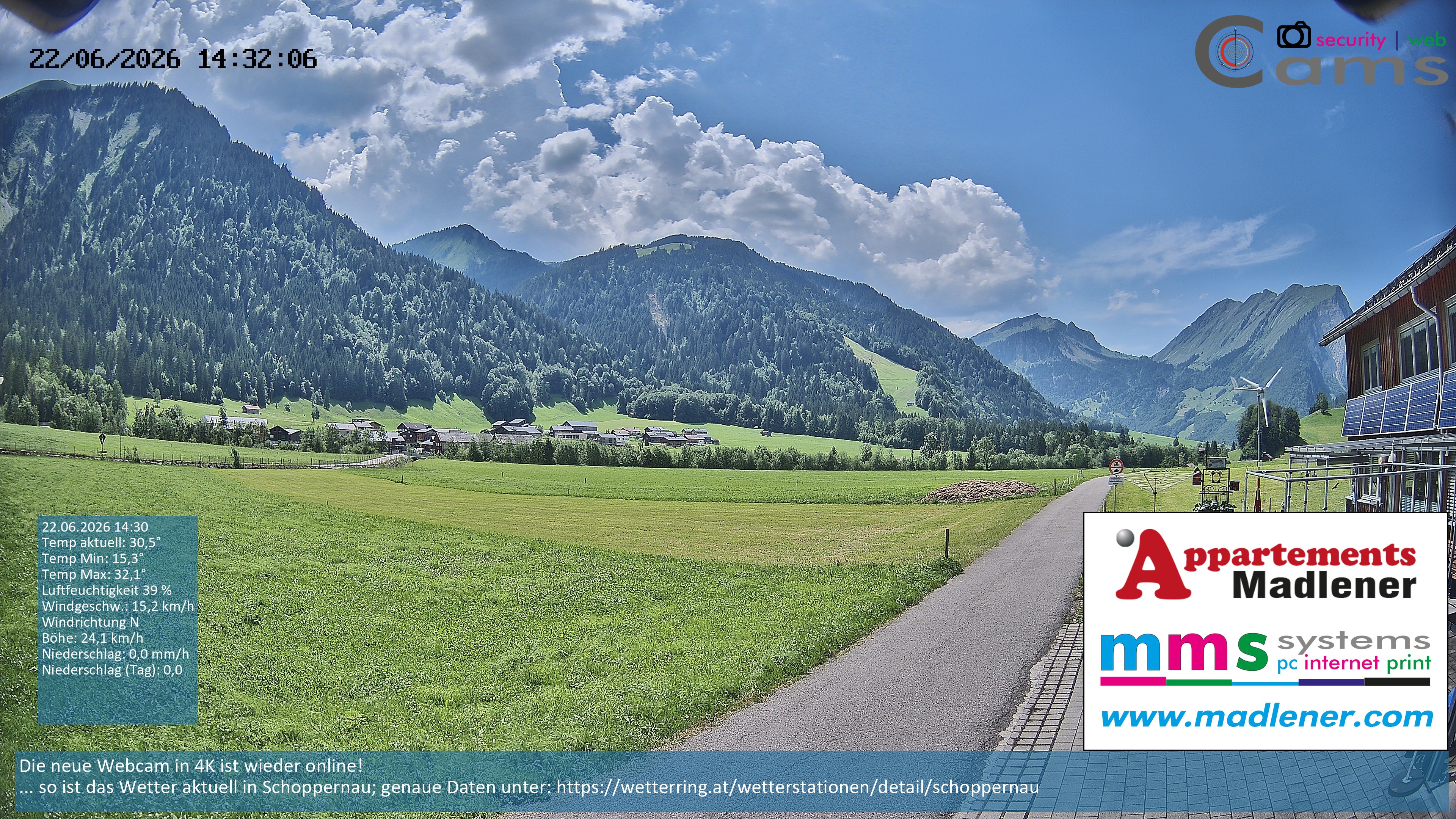 Archiv Foto Webcam Schoppernau Unterdorf im Bregenzerwald
