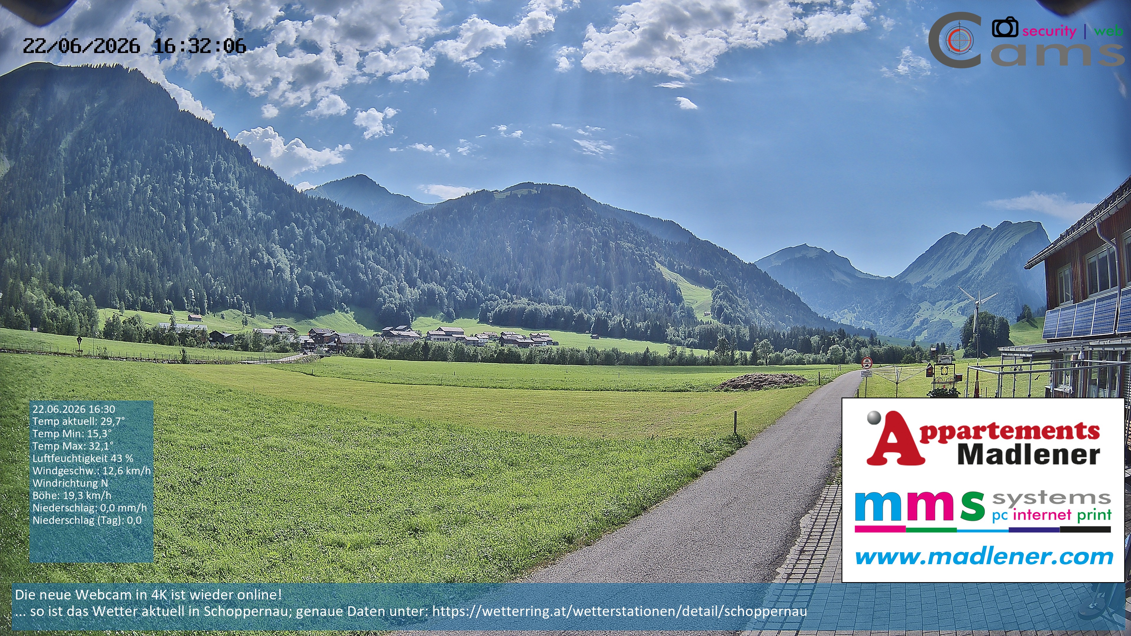 Archiv Foto Webcam Schoppernau Unterdorf im Bregenzerwald