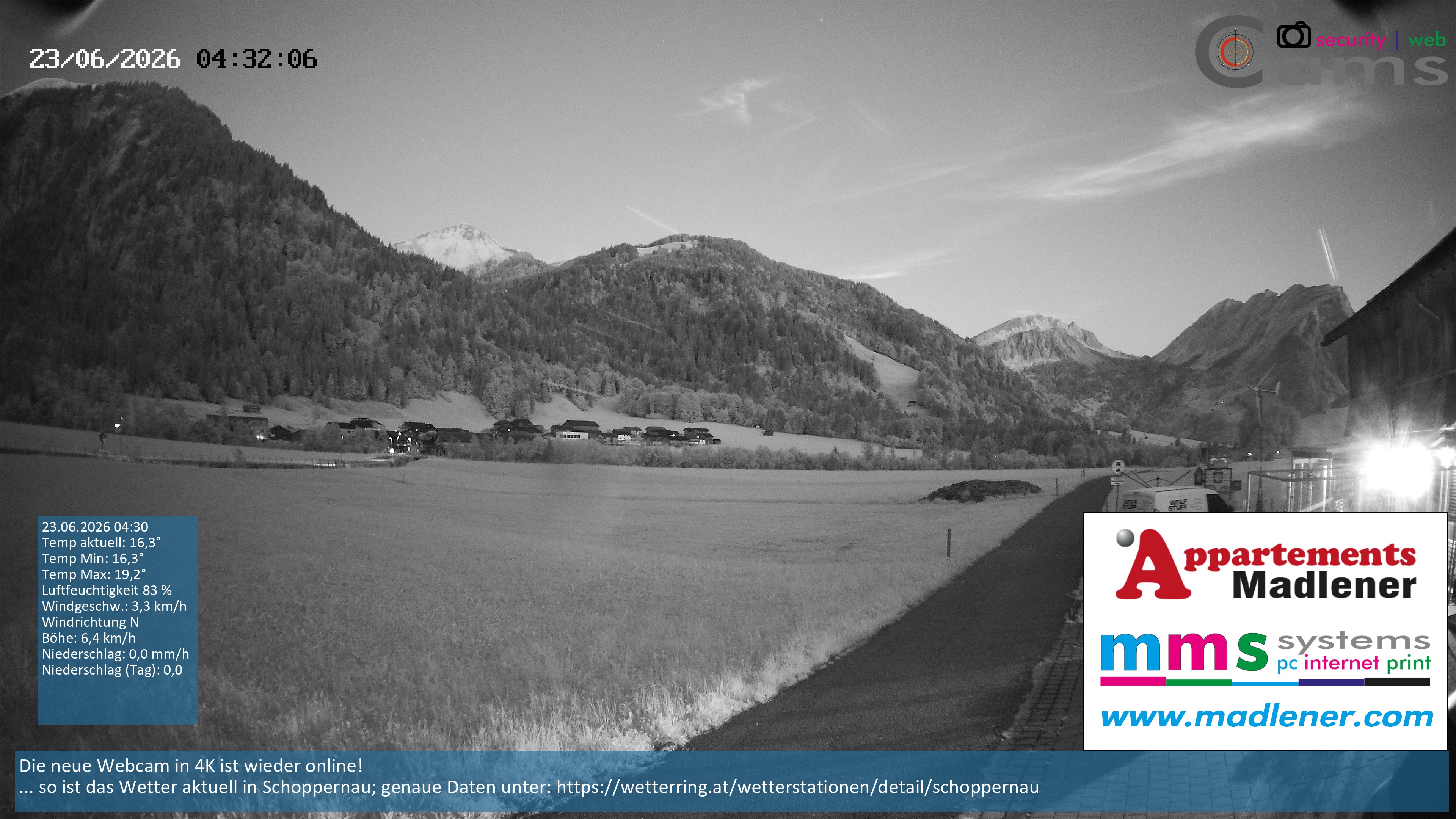 Archiv Foto Webcam Schoppernau Unterdorf im Bregenzerwald