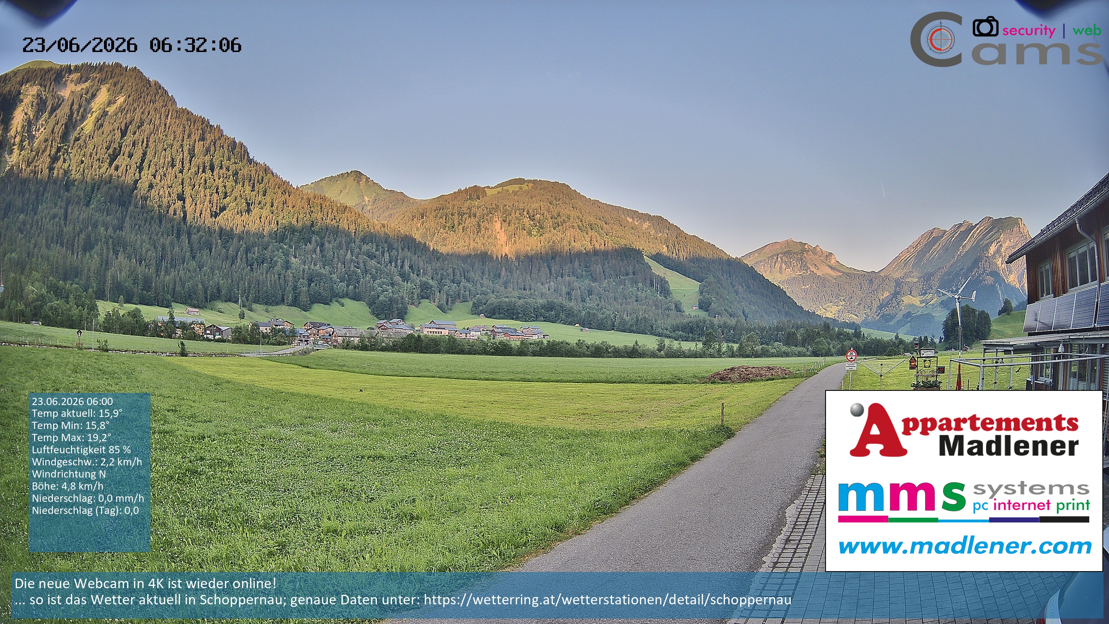 Archiv Foto Webcam Schoppernau Unterdorf im Bregenzerwald