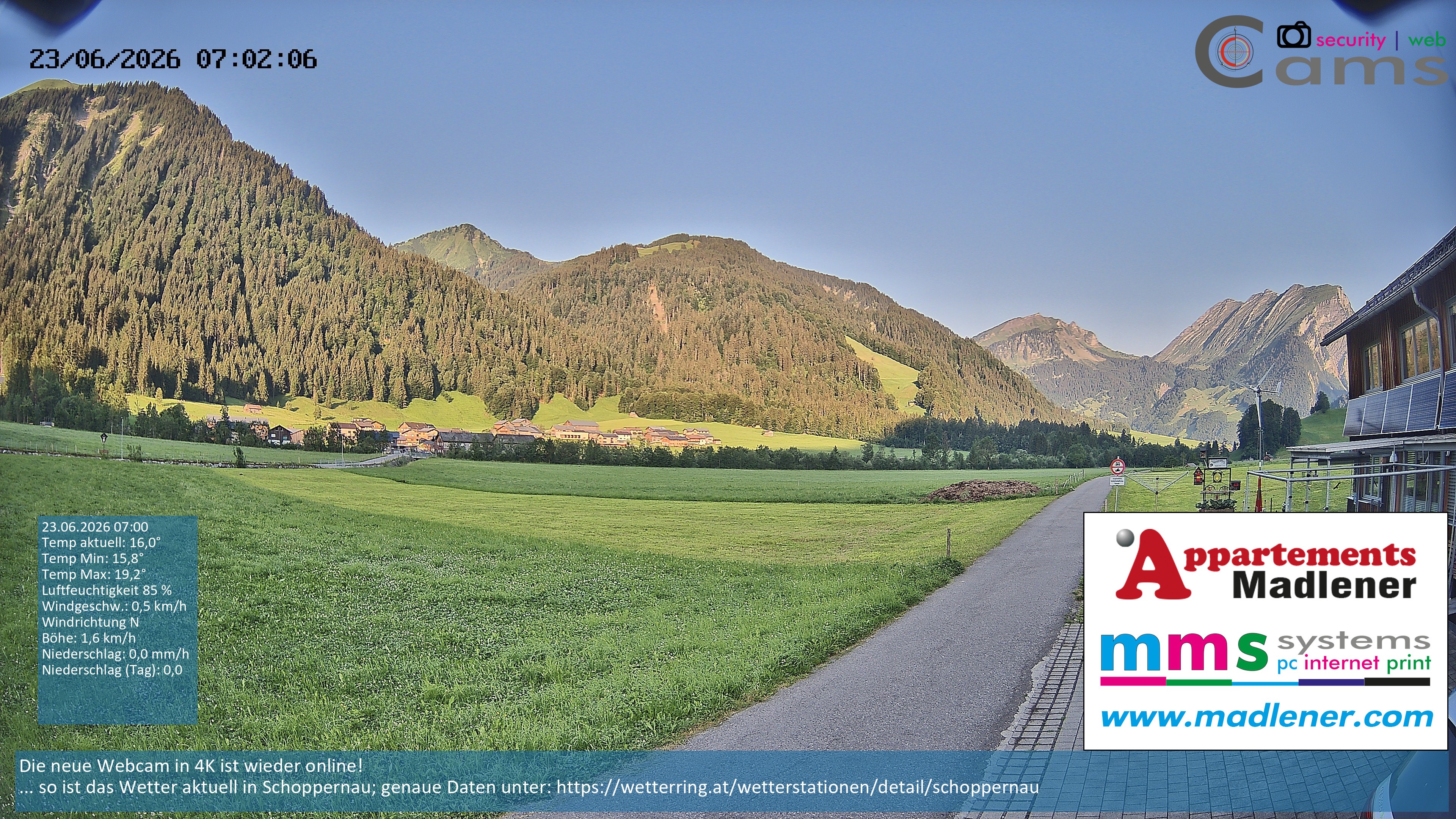 Archiv Foto Webcam Schoppernau Unterdorf im Bregenzerwald