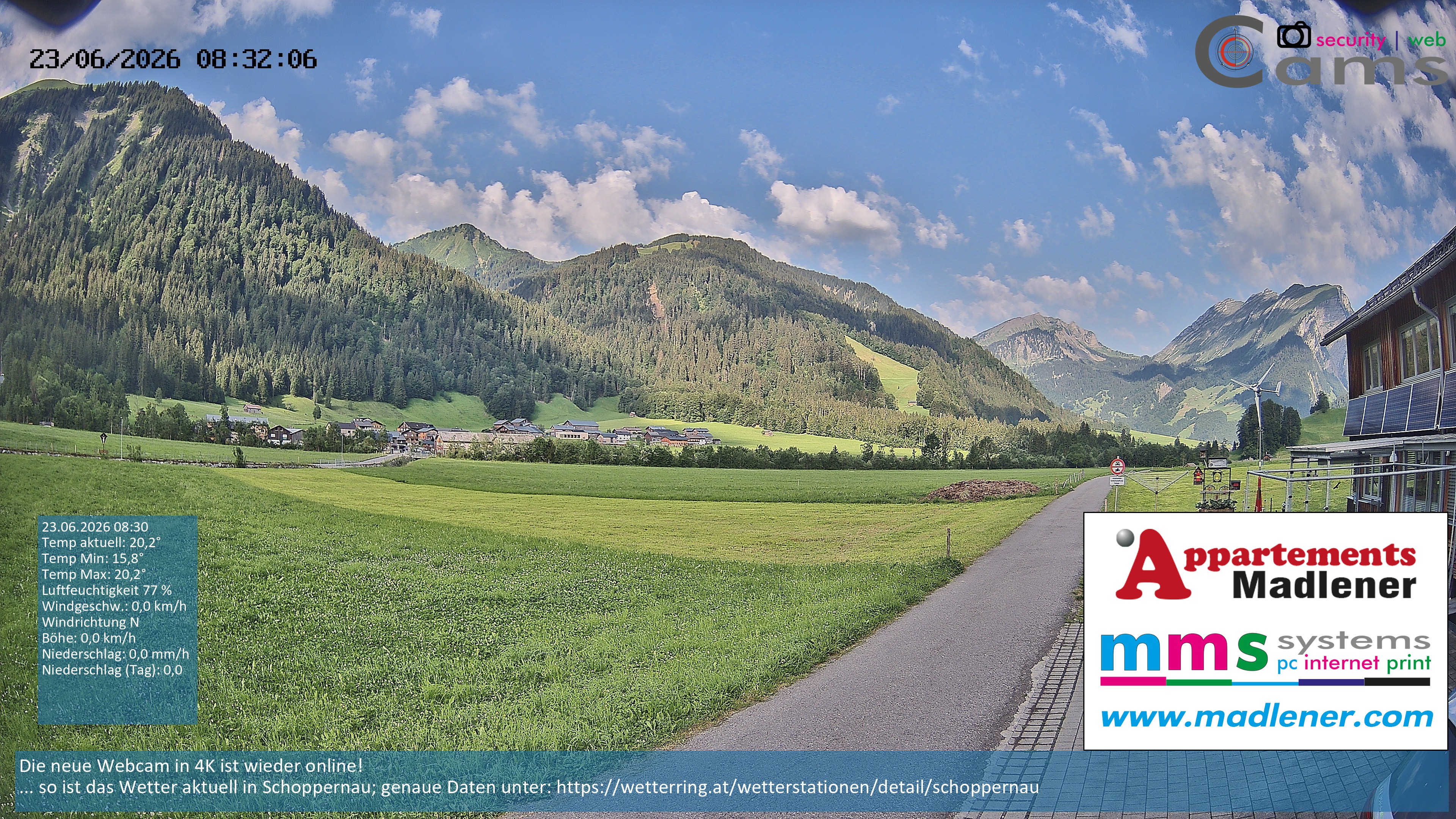 Archiv Foto Webcam Schoppernau Unterdorf im Bregenzerwald