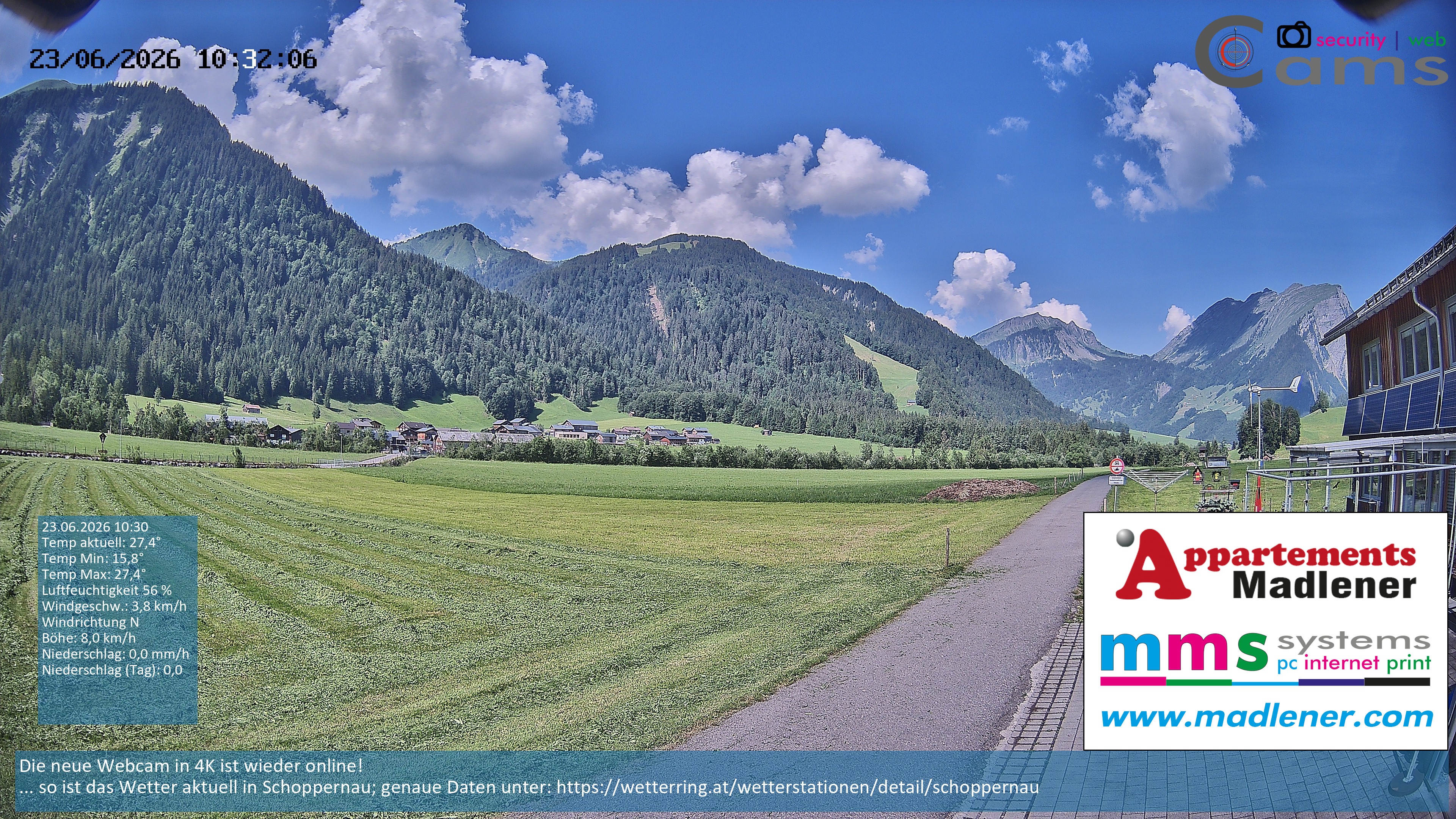 Archiv Foto Webcam Schoppernau Unterdorf im Bregenzerwald